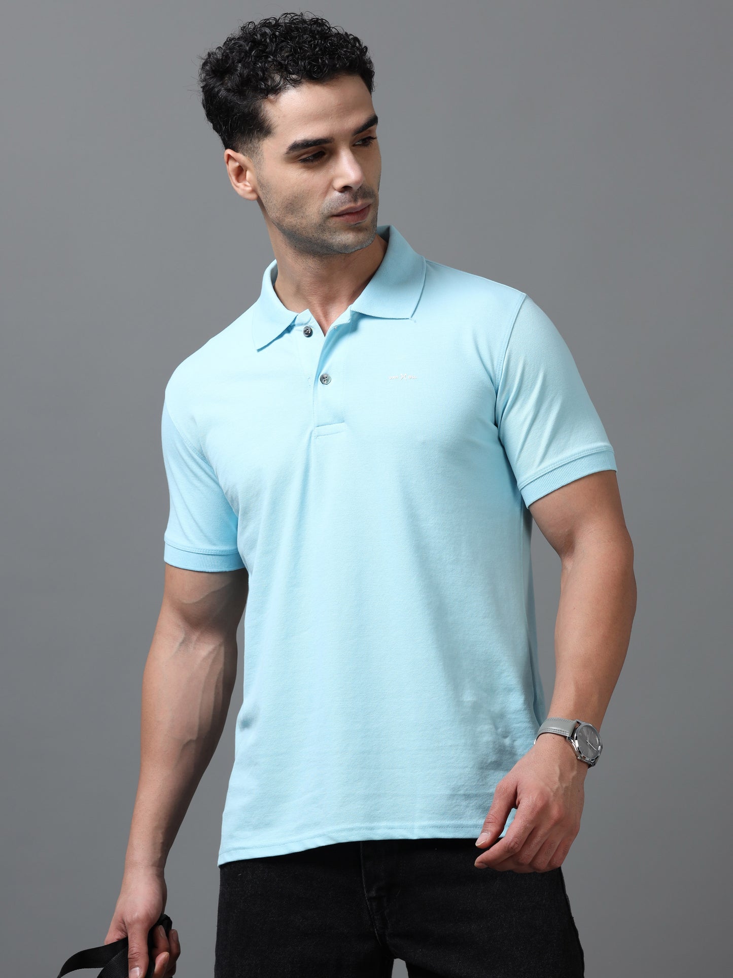 Imported Skyblue Collar Polo Neck