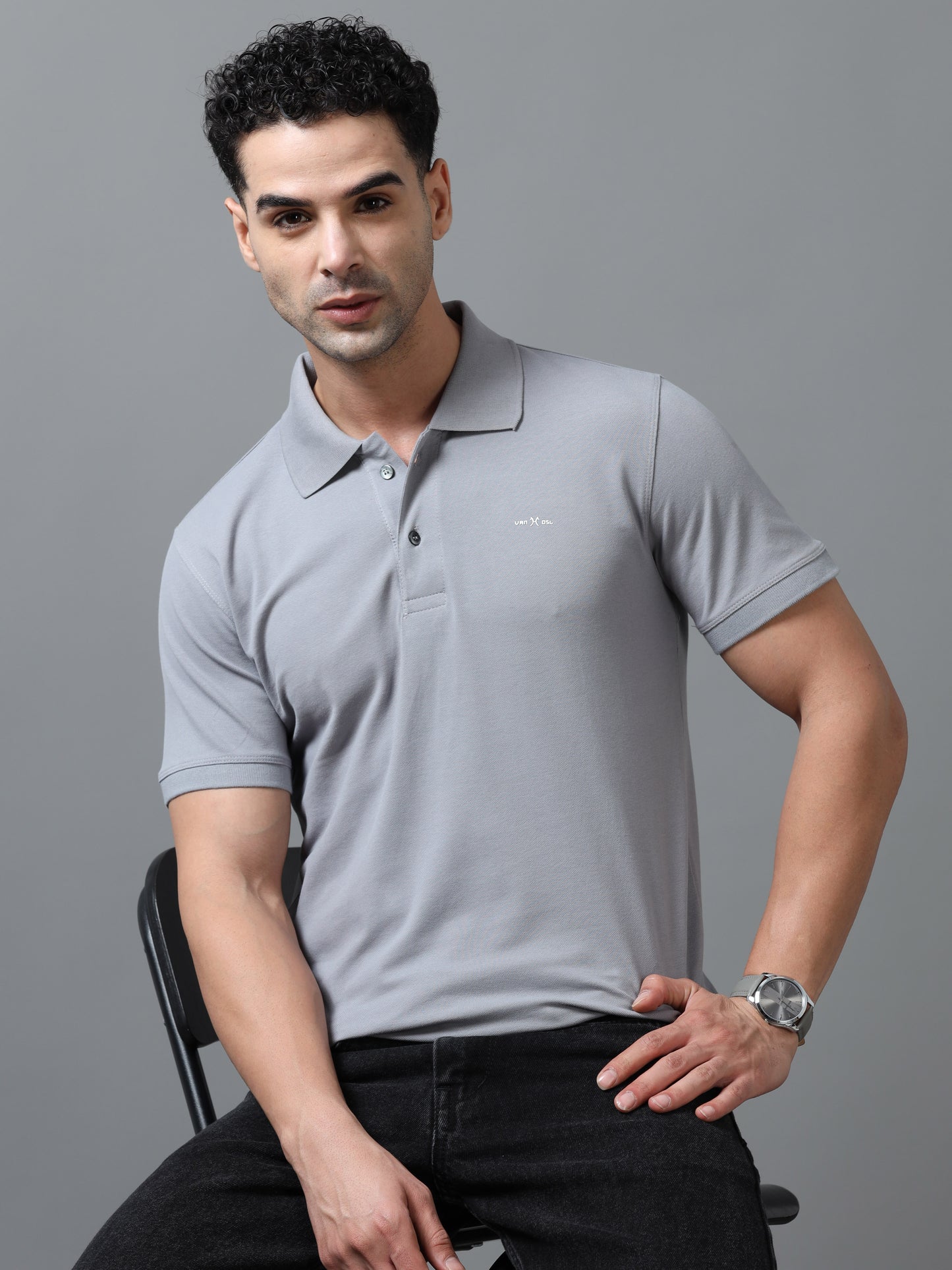 Imported Grey Collar Polo Neck
