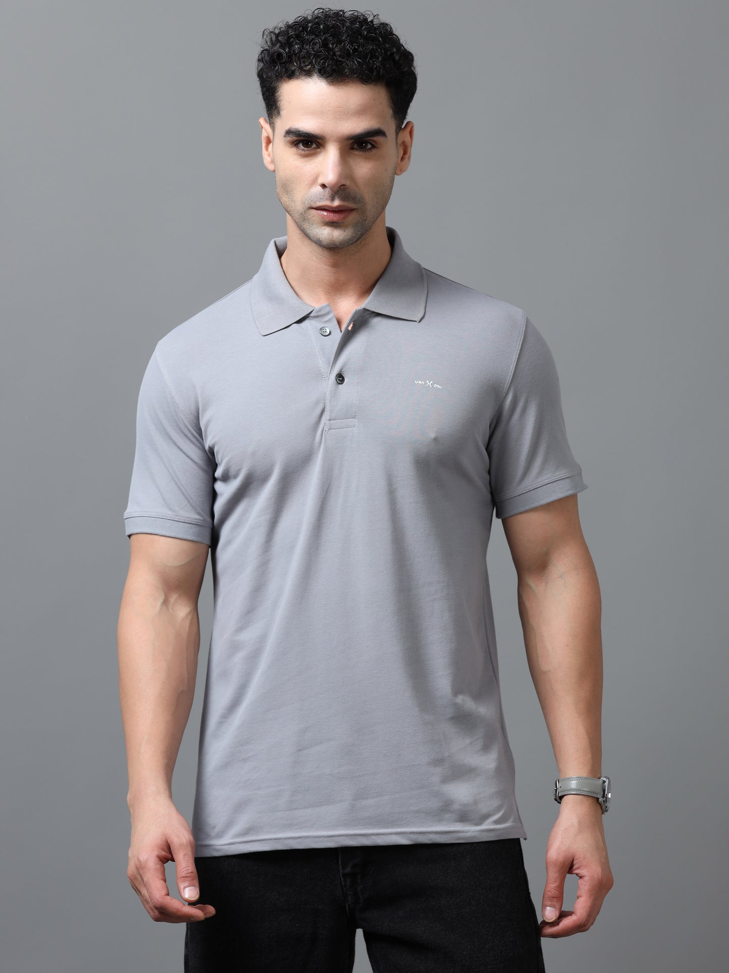 Imported Grey Collar Polo Neck