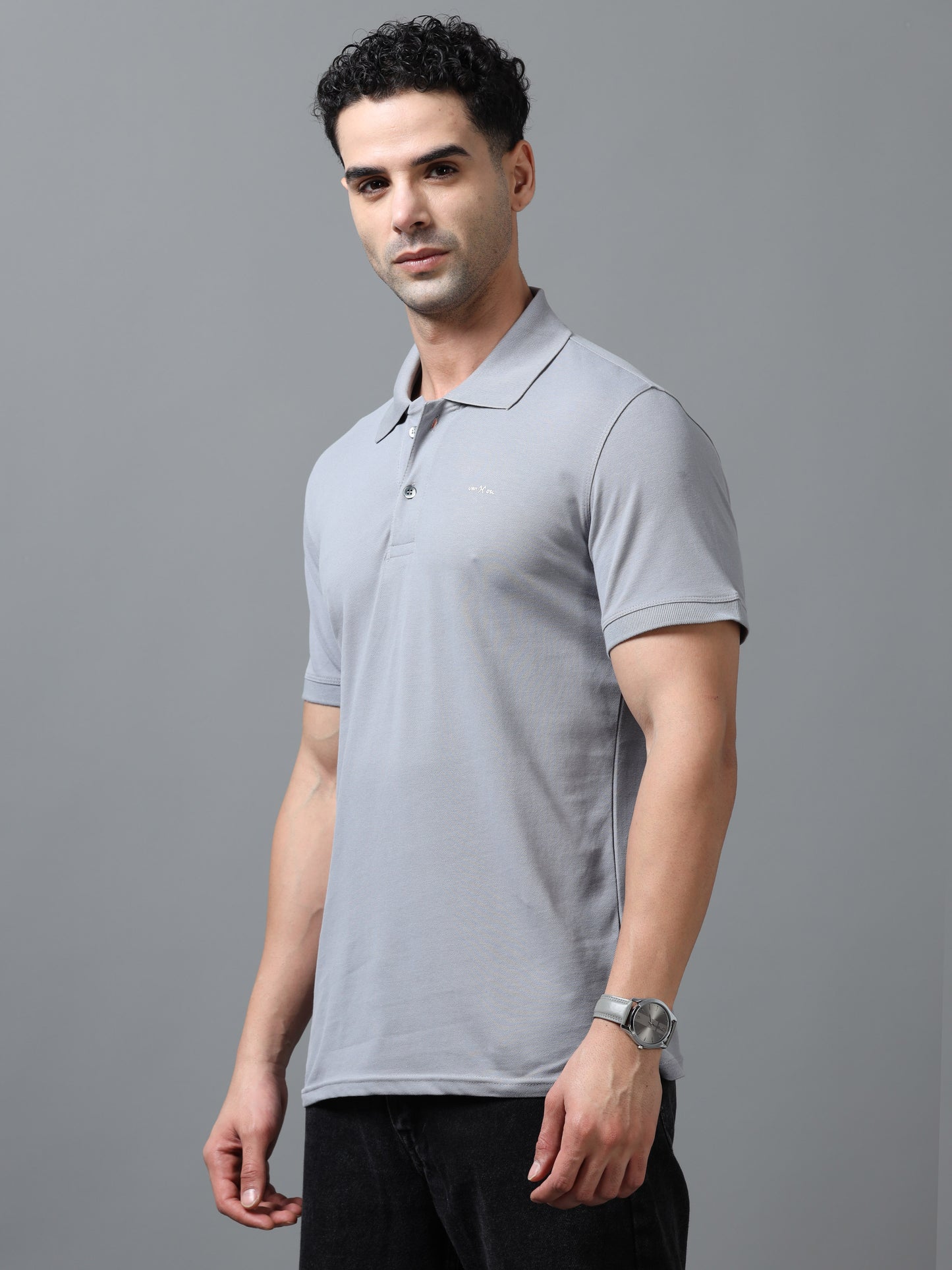 Imported Grey Collar Polo Neck
