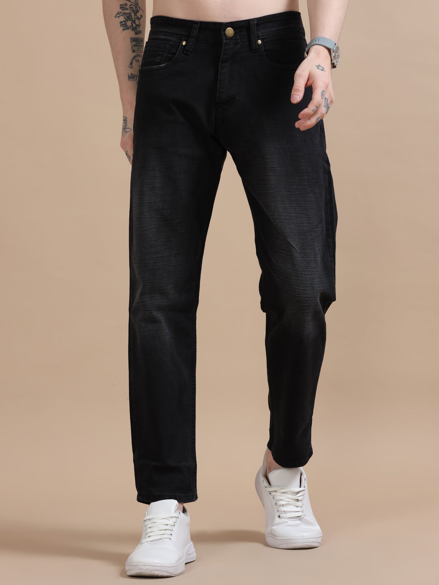 Black Shade Relaxed Fit Denim Jeans