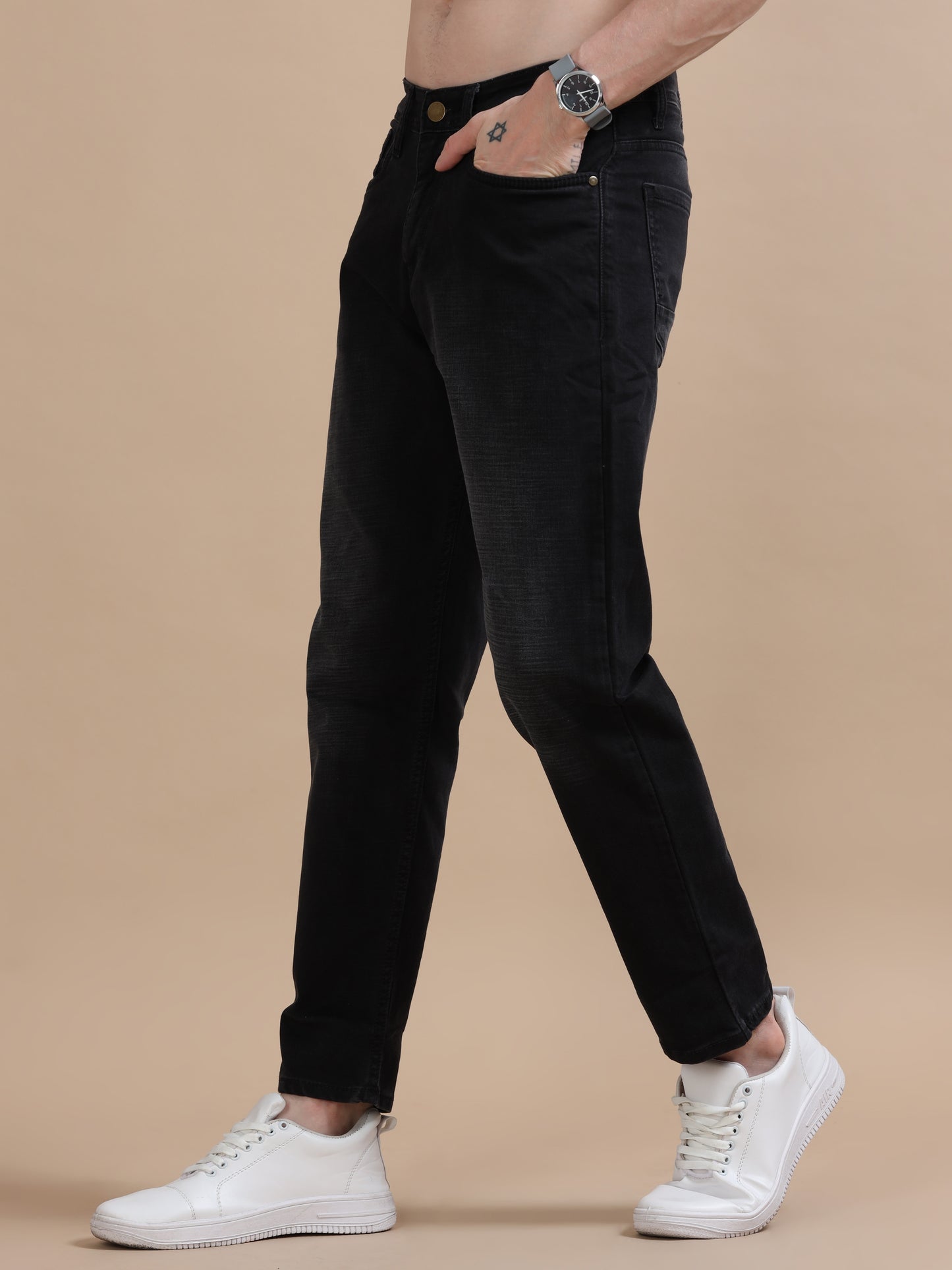 Black Shade Relaxed Fit Denim Jeans