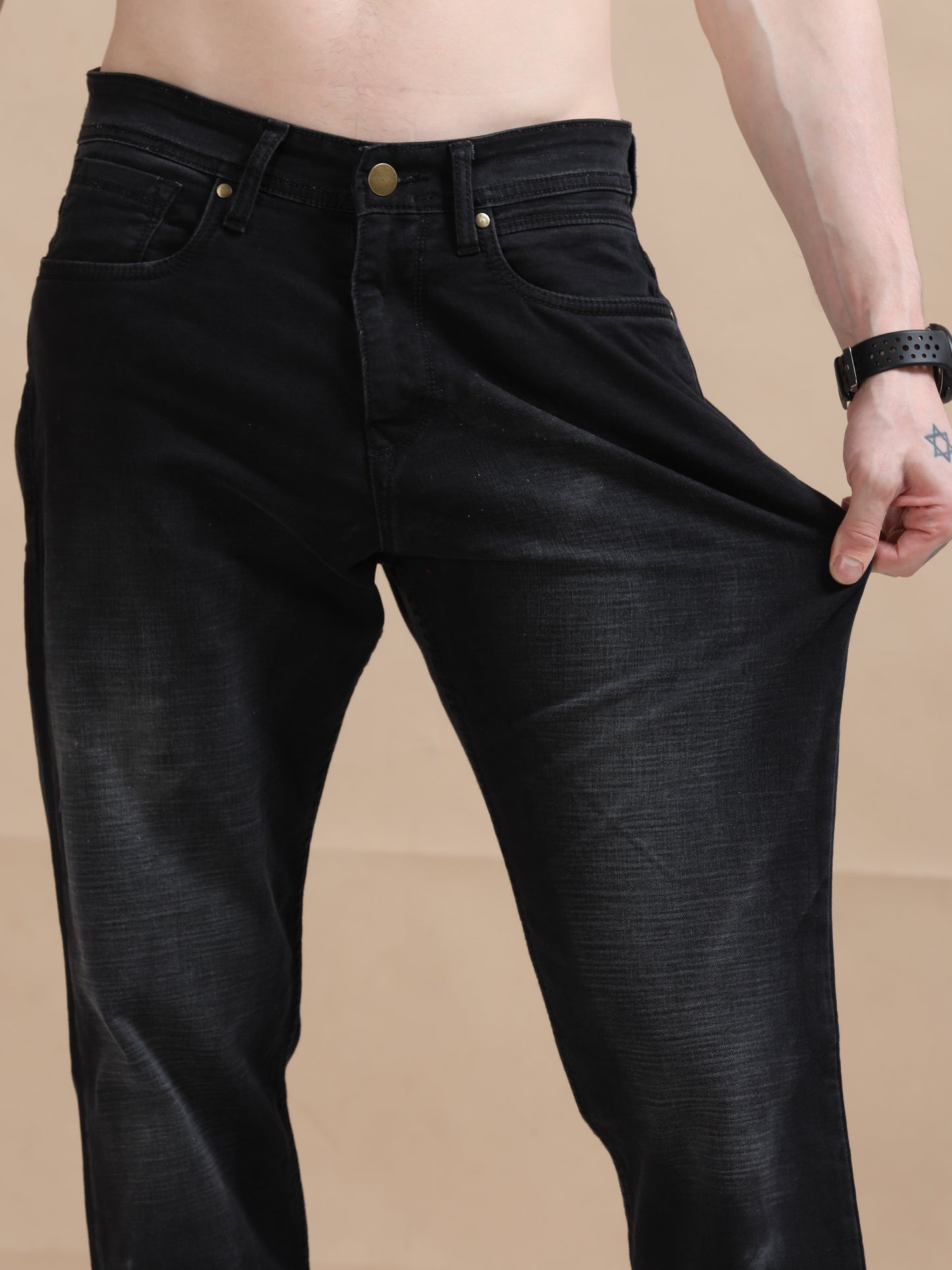 Black Shade Relaxed Fit Denim Jeans