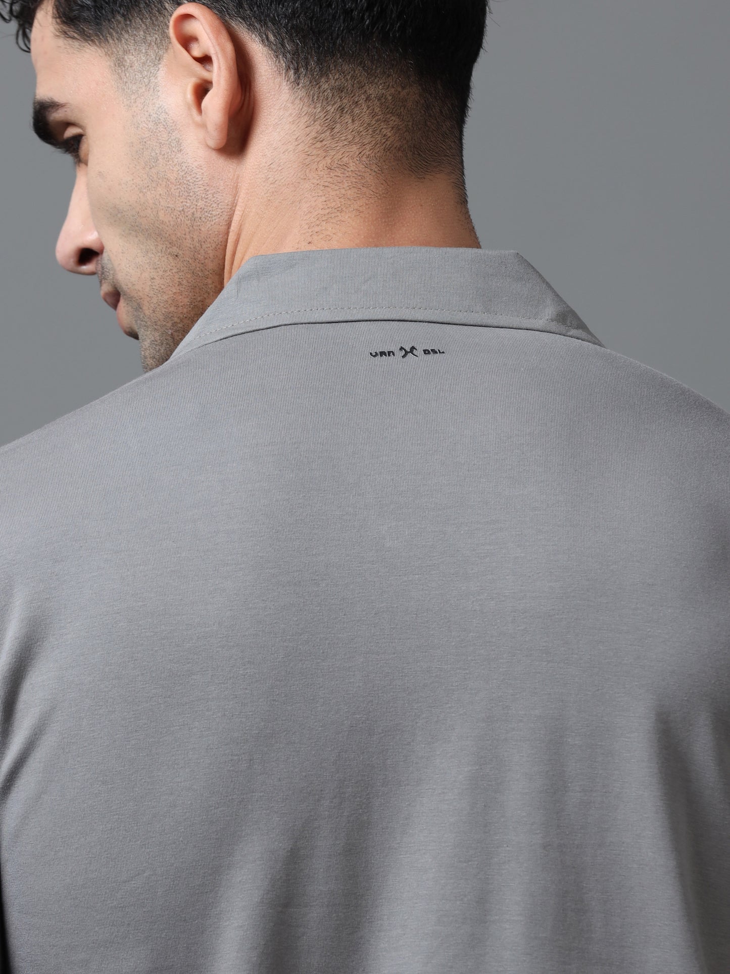 Grey Zipper Polo T-Shirt