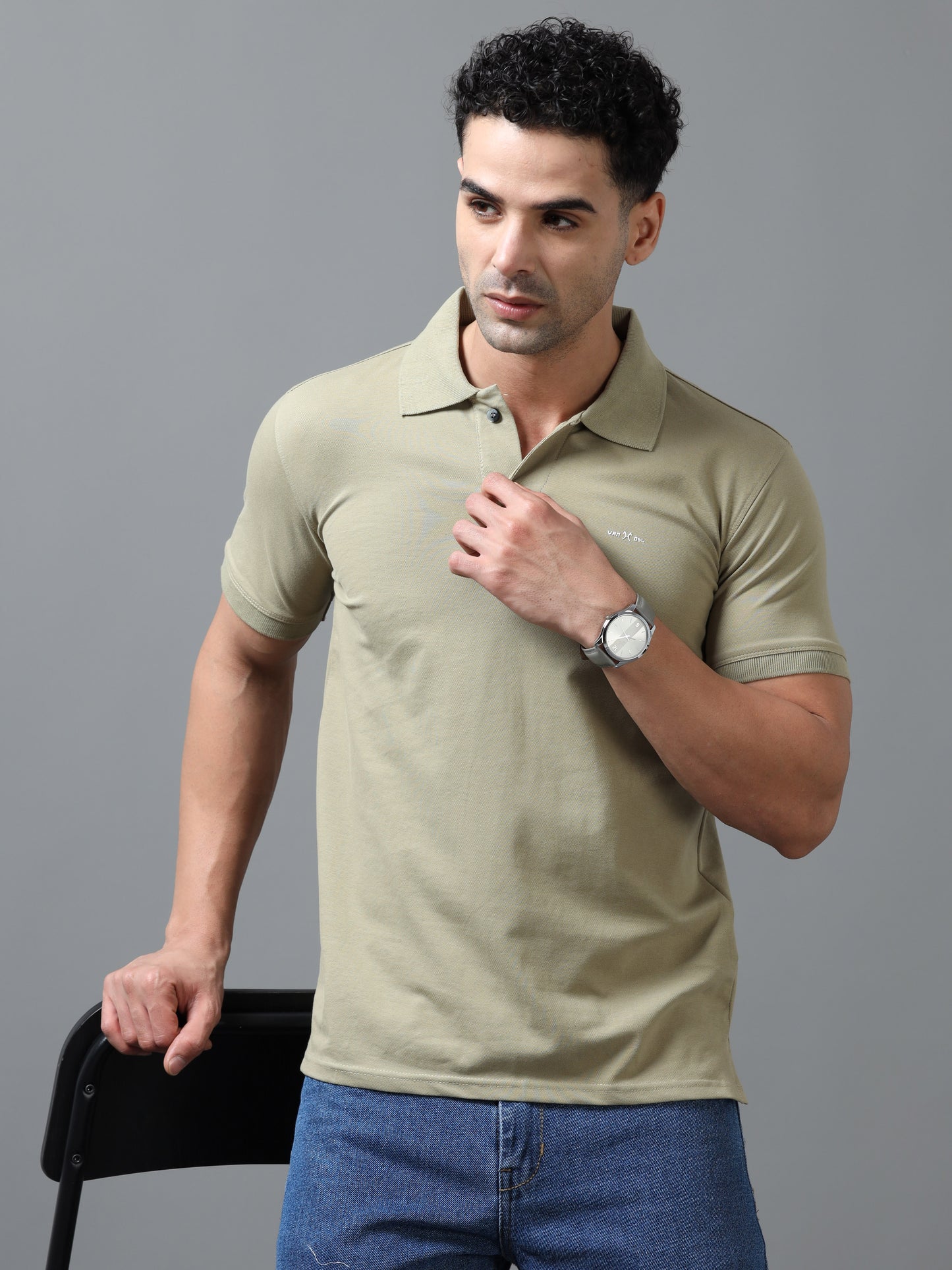 Imported Khaki Collar Polo Neck
