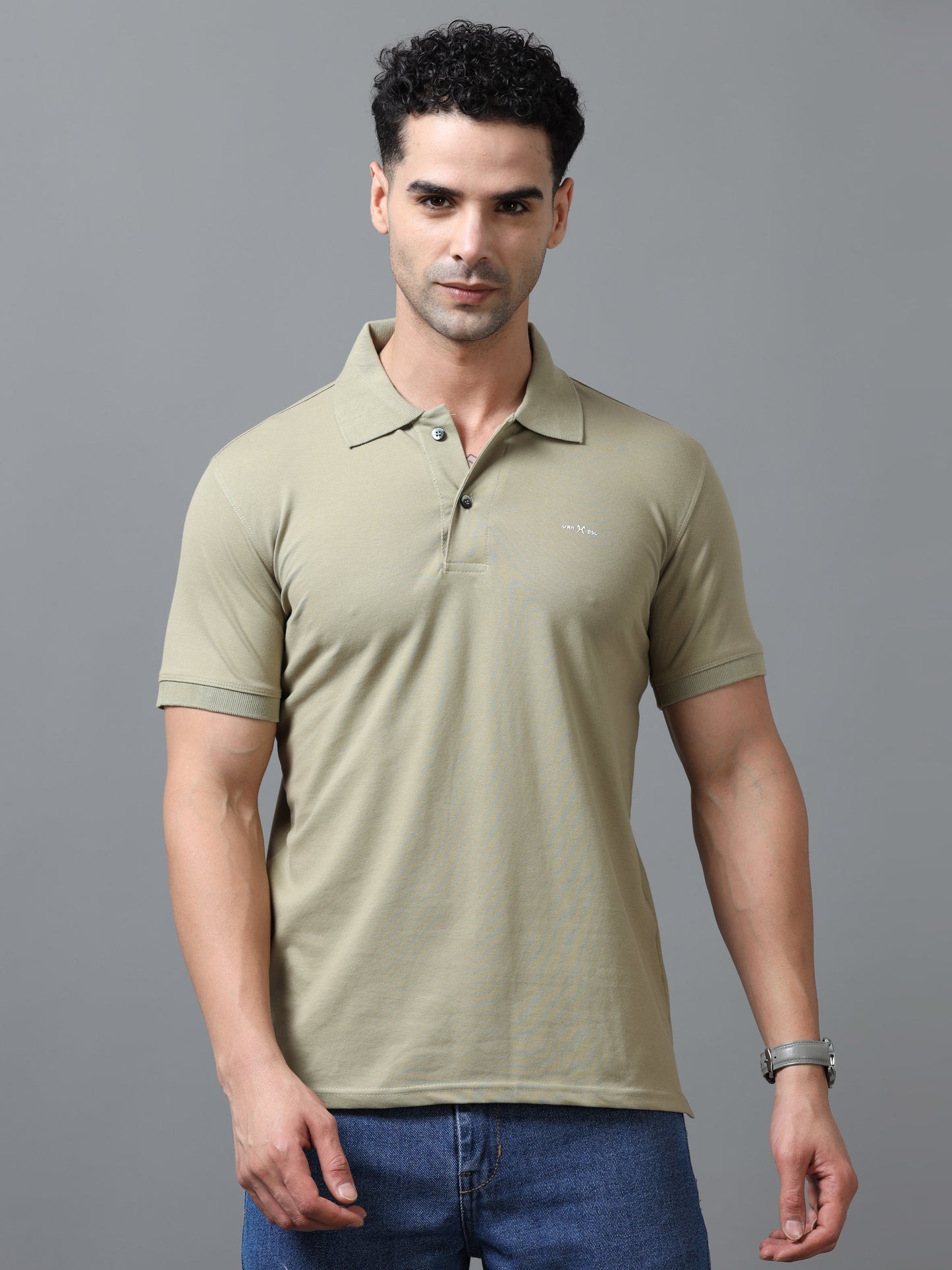 Imported Khaki Collar Polo Neck
