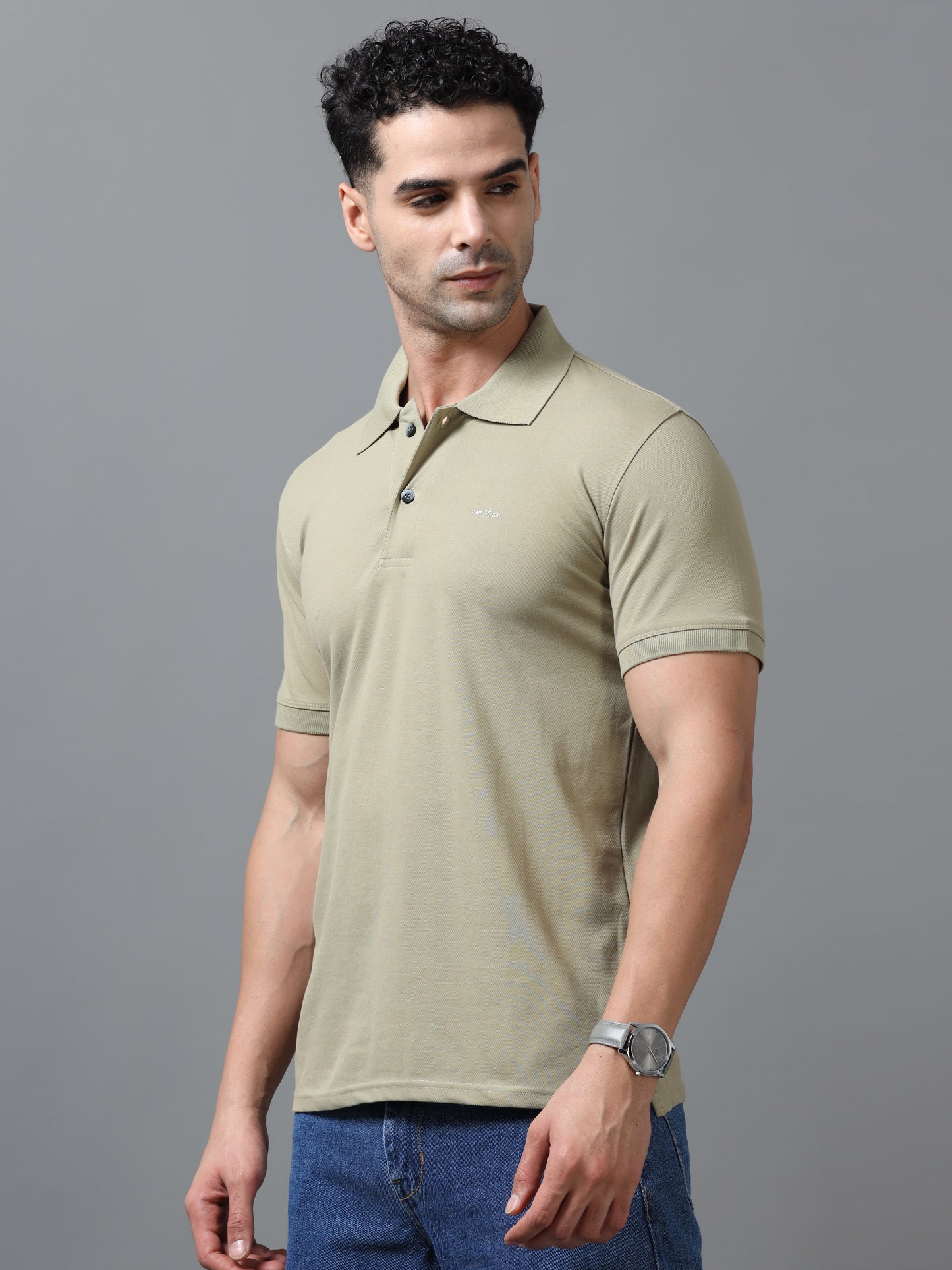 Imported Khaki Collar Polo Neck
