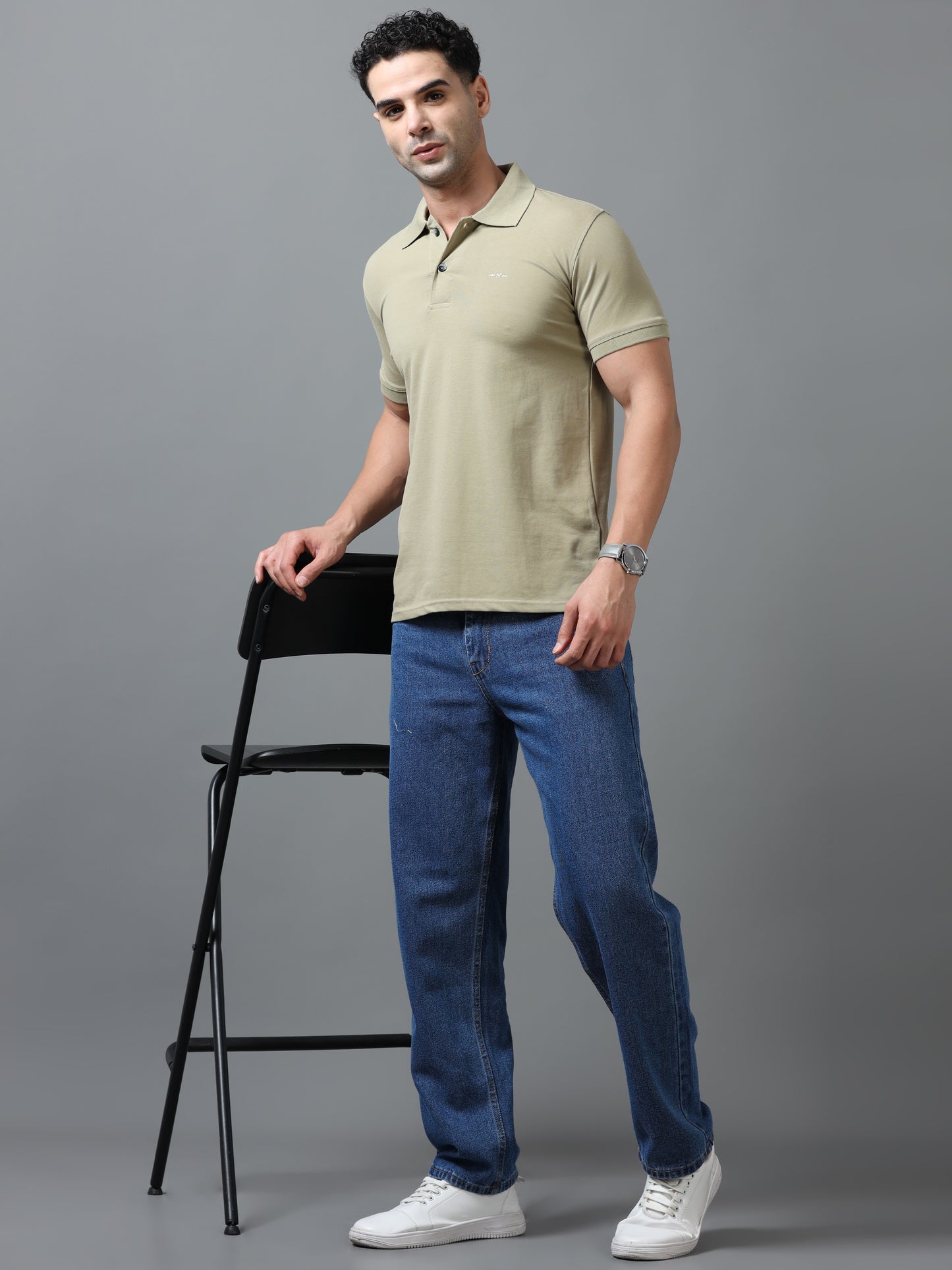 Imported Khaki Collar Polo Neck