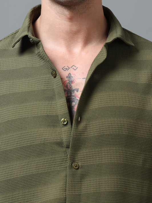 Olive Imported Textured Shirts