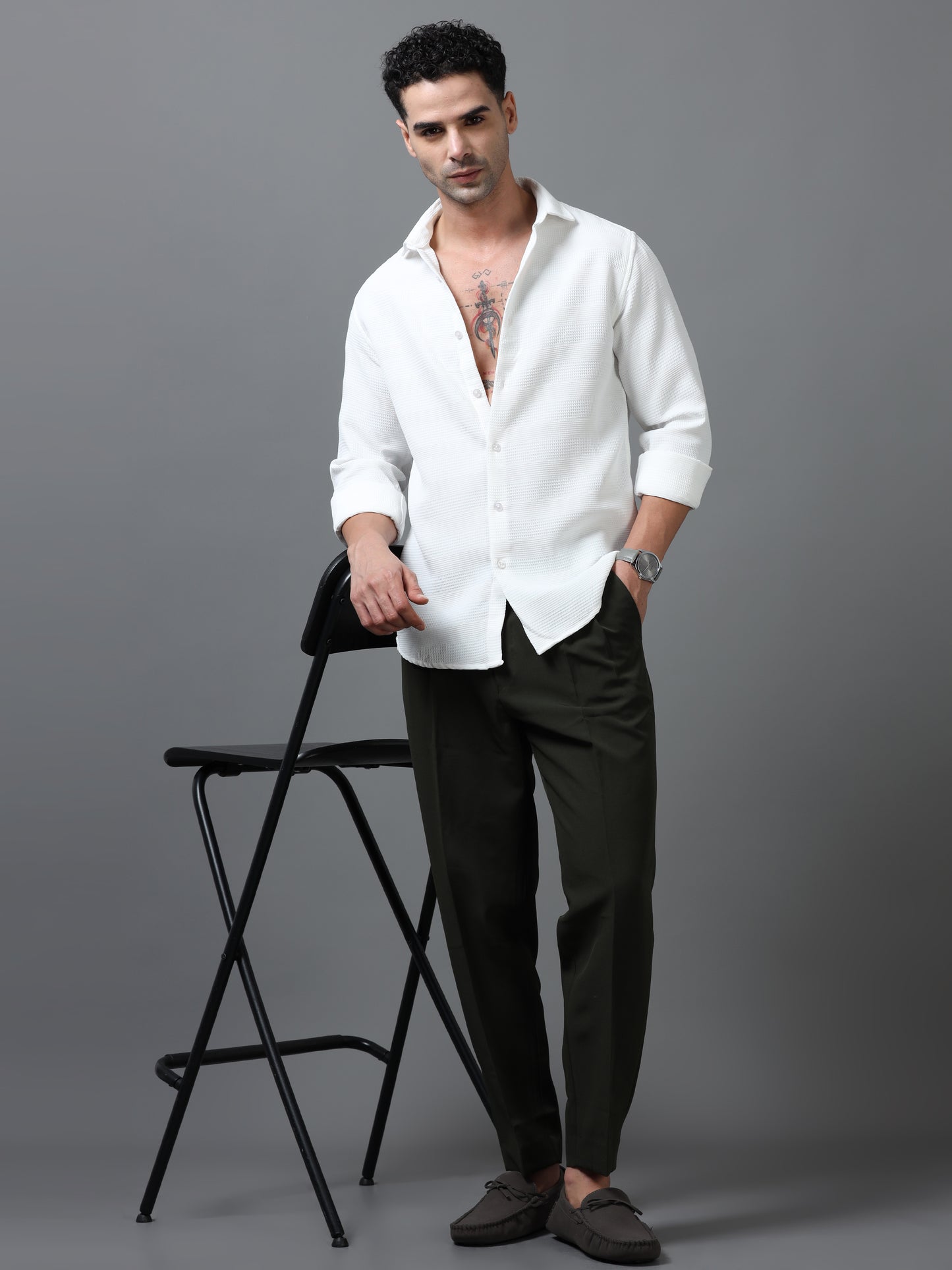 White Imported Textured Shirts