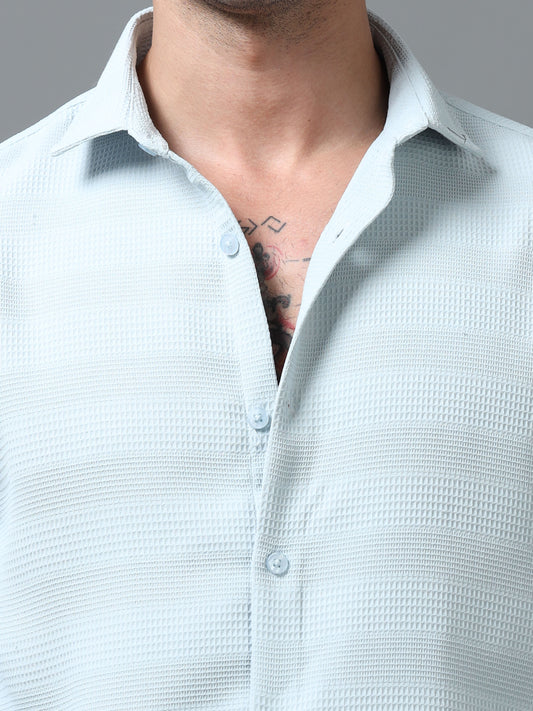Light Blue Imported Textured Shirts