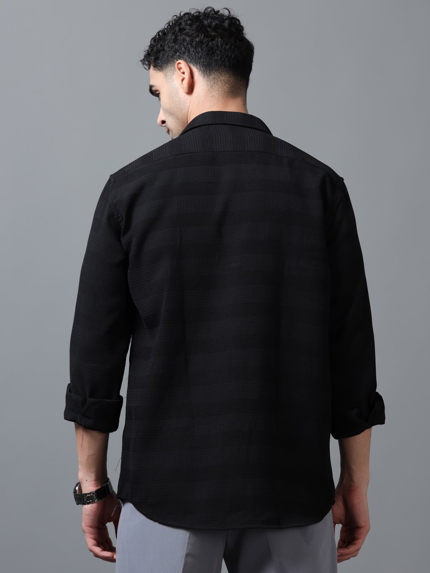Black Imported Textured Shirts