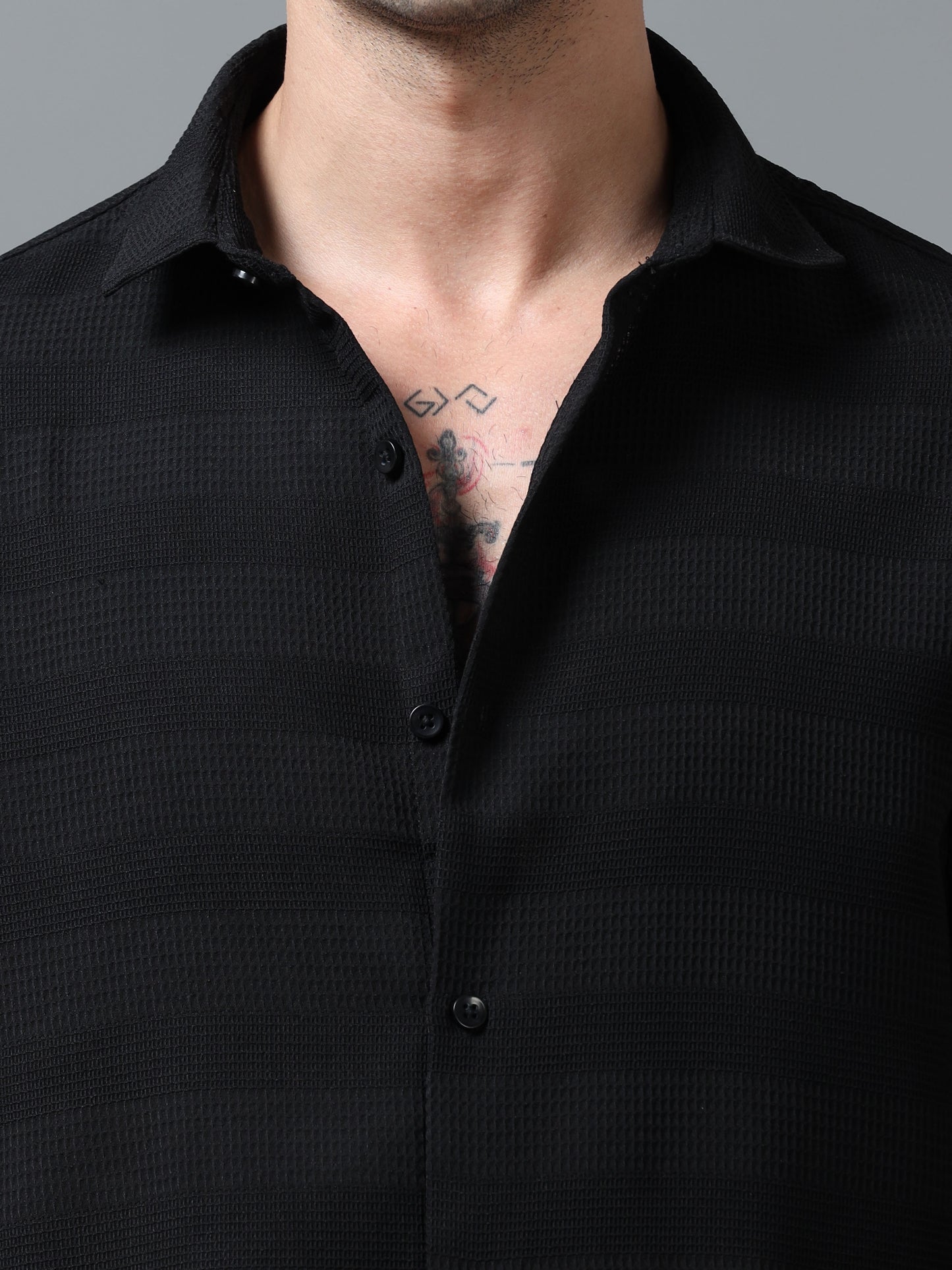 Black Imported Textured Shirts
