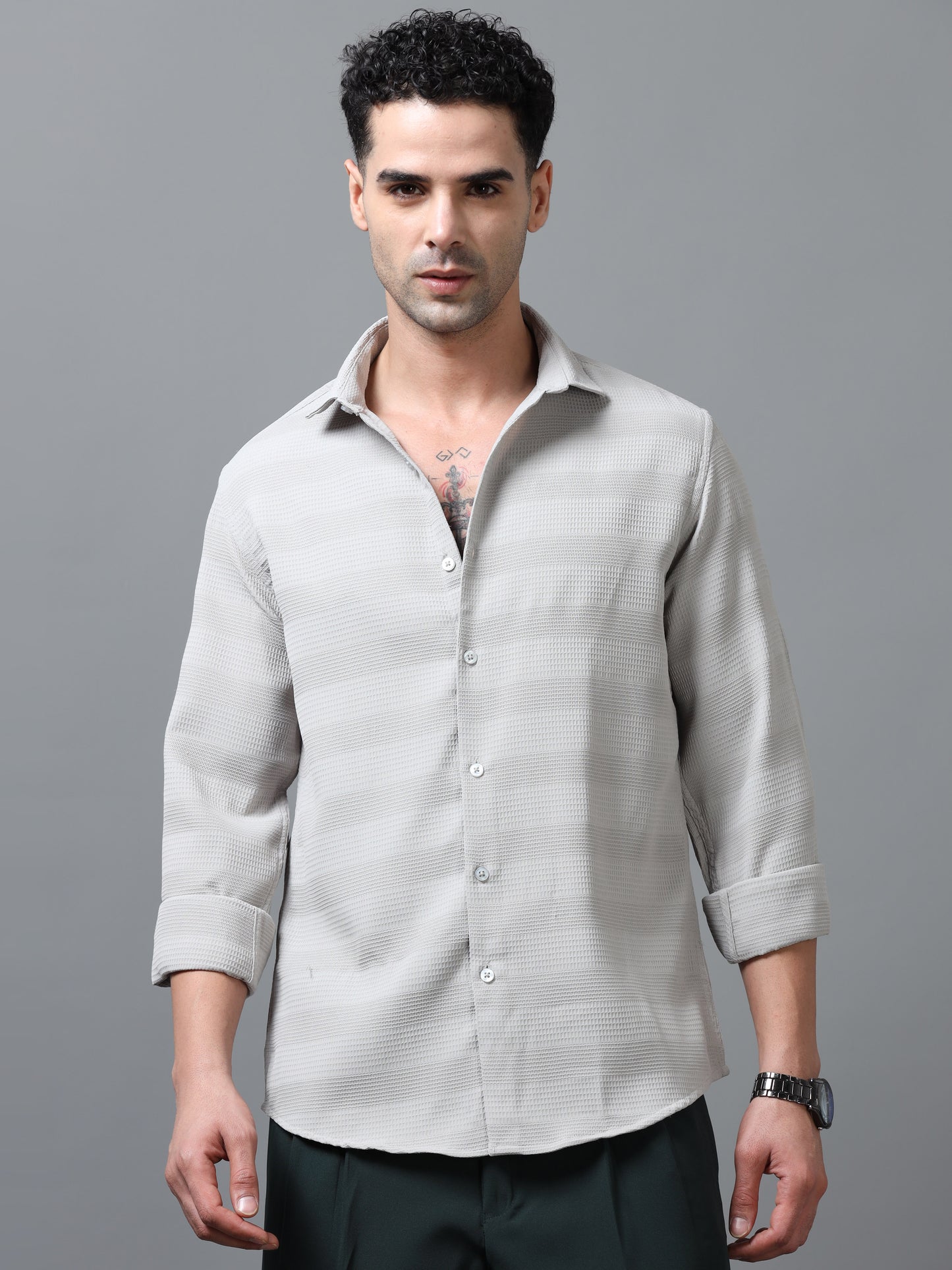 Light Beige Imported Textured Shirts
