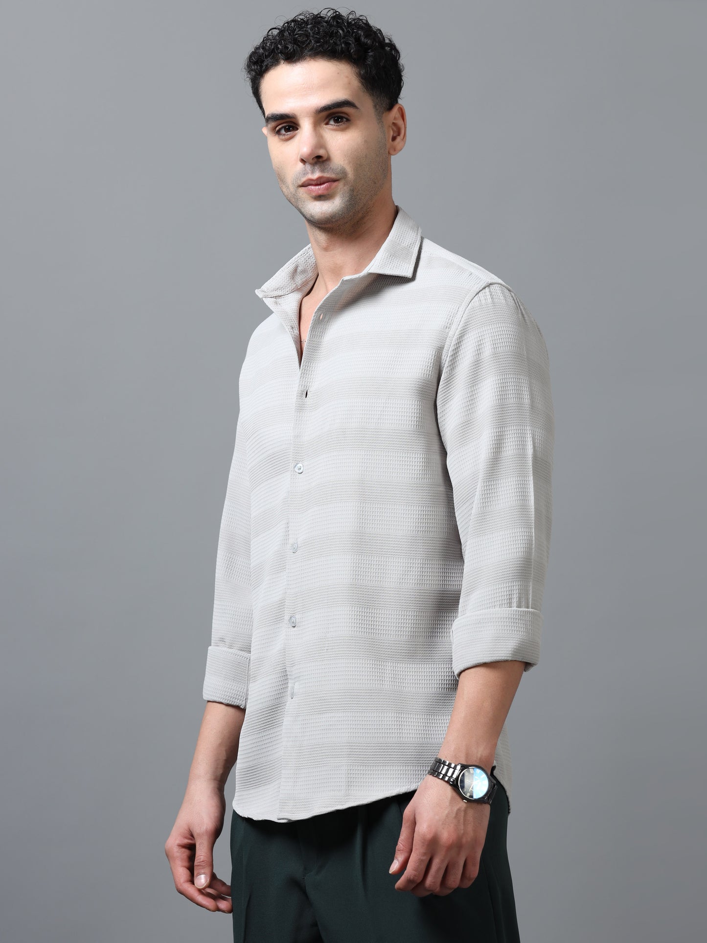 Light Beige Imported Textured Shirts