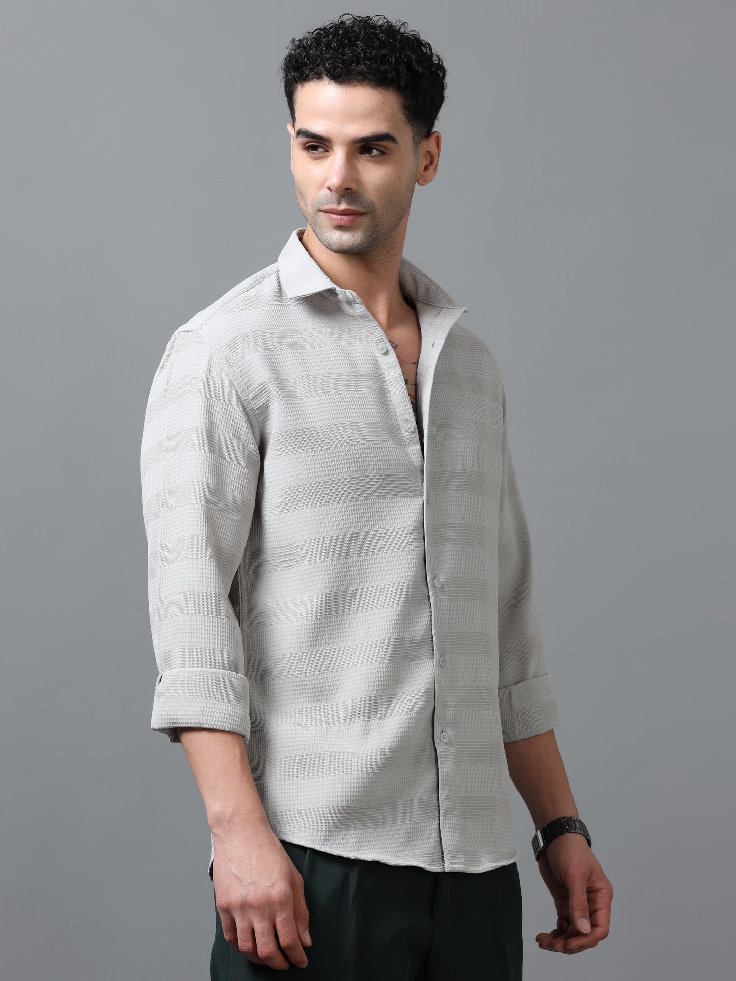 Light Beige Imported Textured Shirts