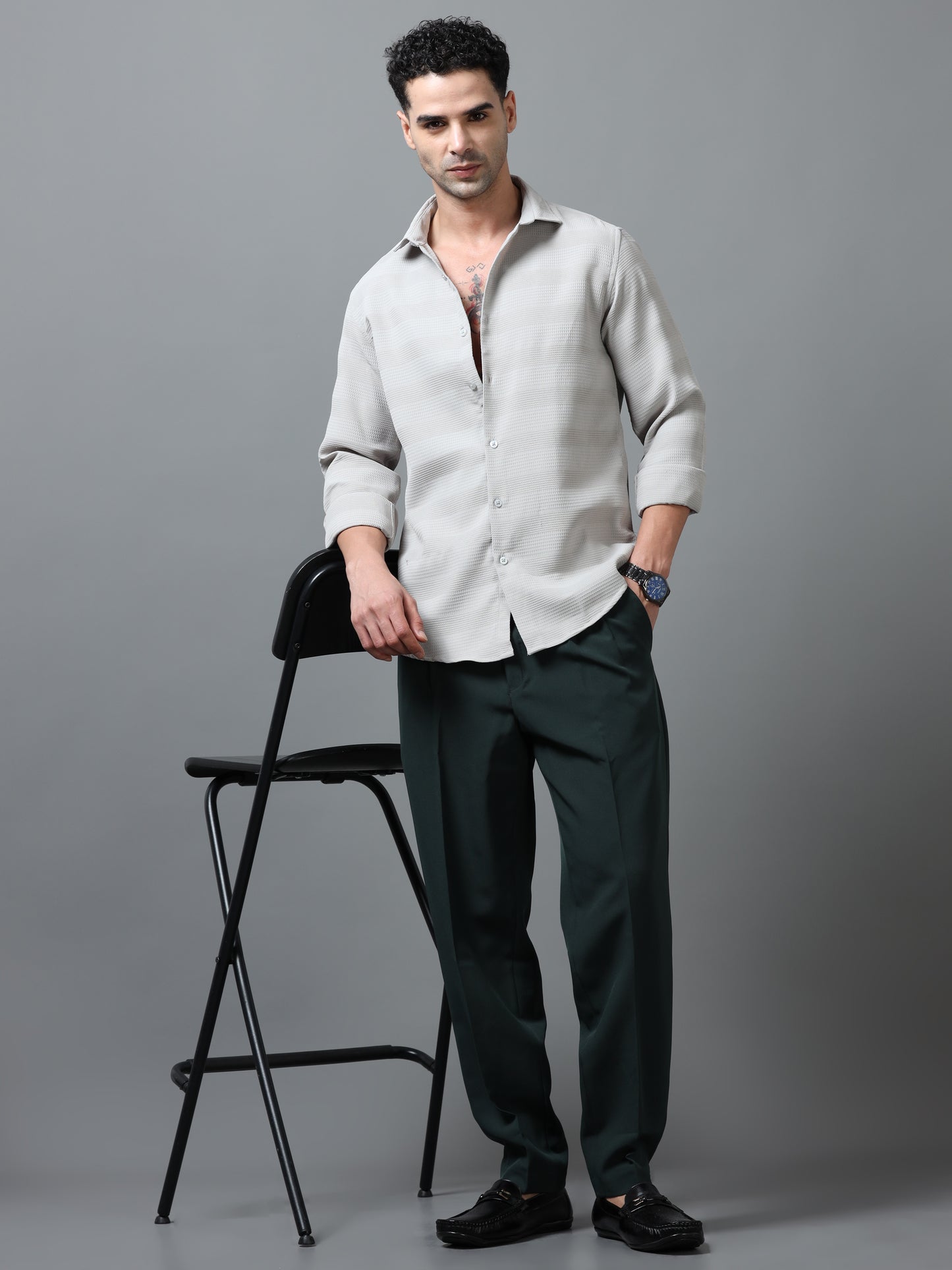 Light Beige Imported Textured Shirts