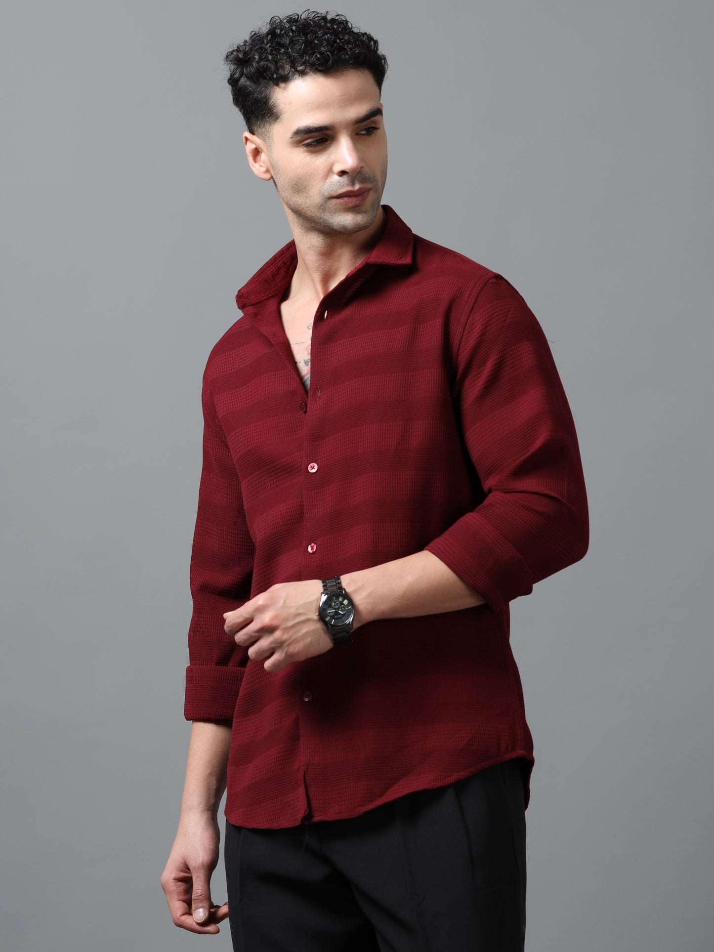 Maroon Imported Textured Shirts