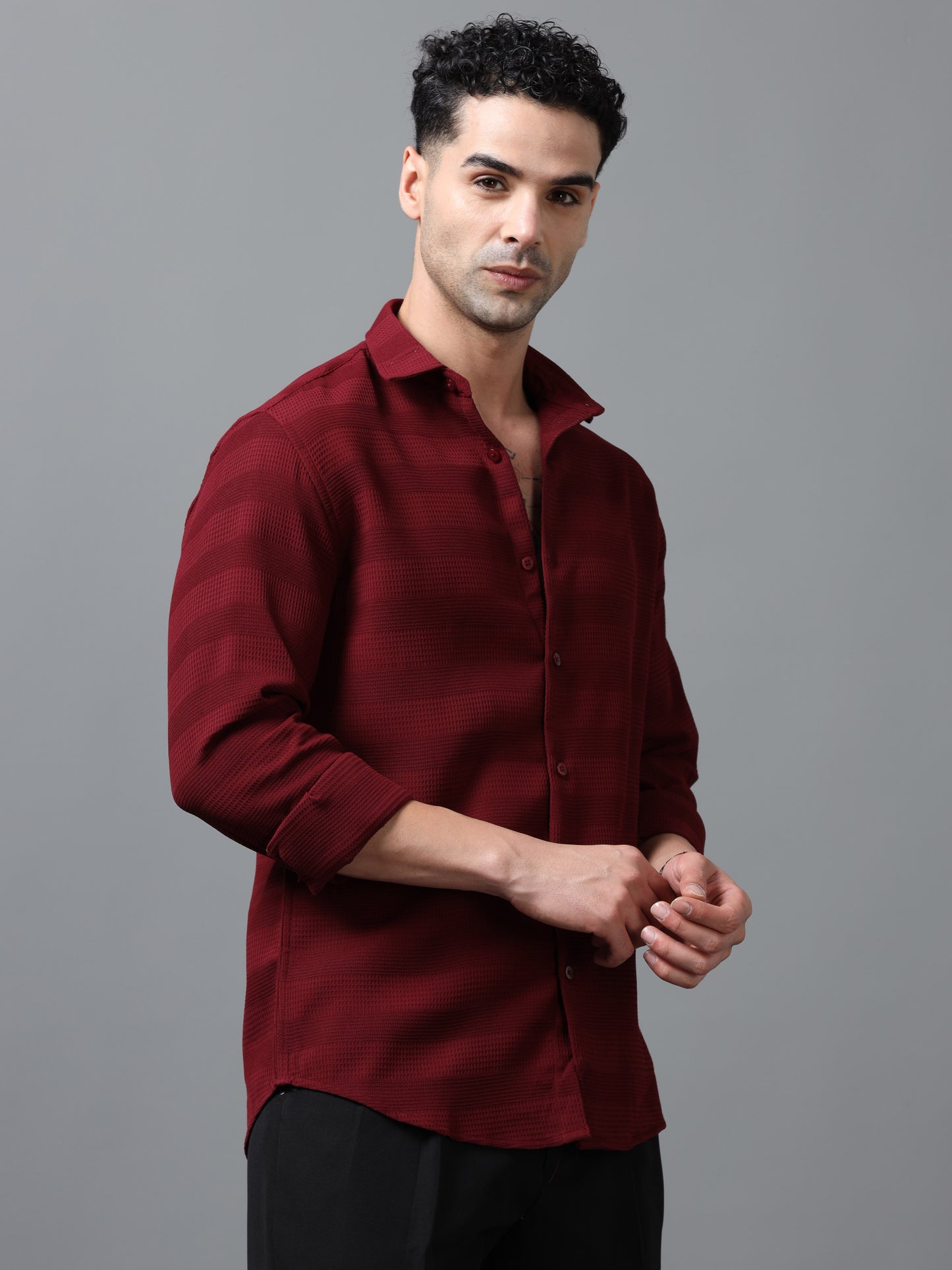 Maroon Imported Textured Shirts