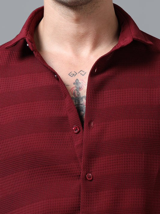 Maroon Imported Textured Shirts