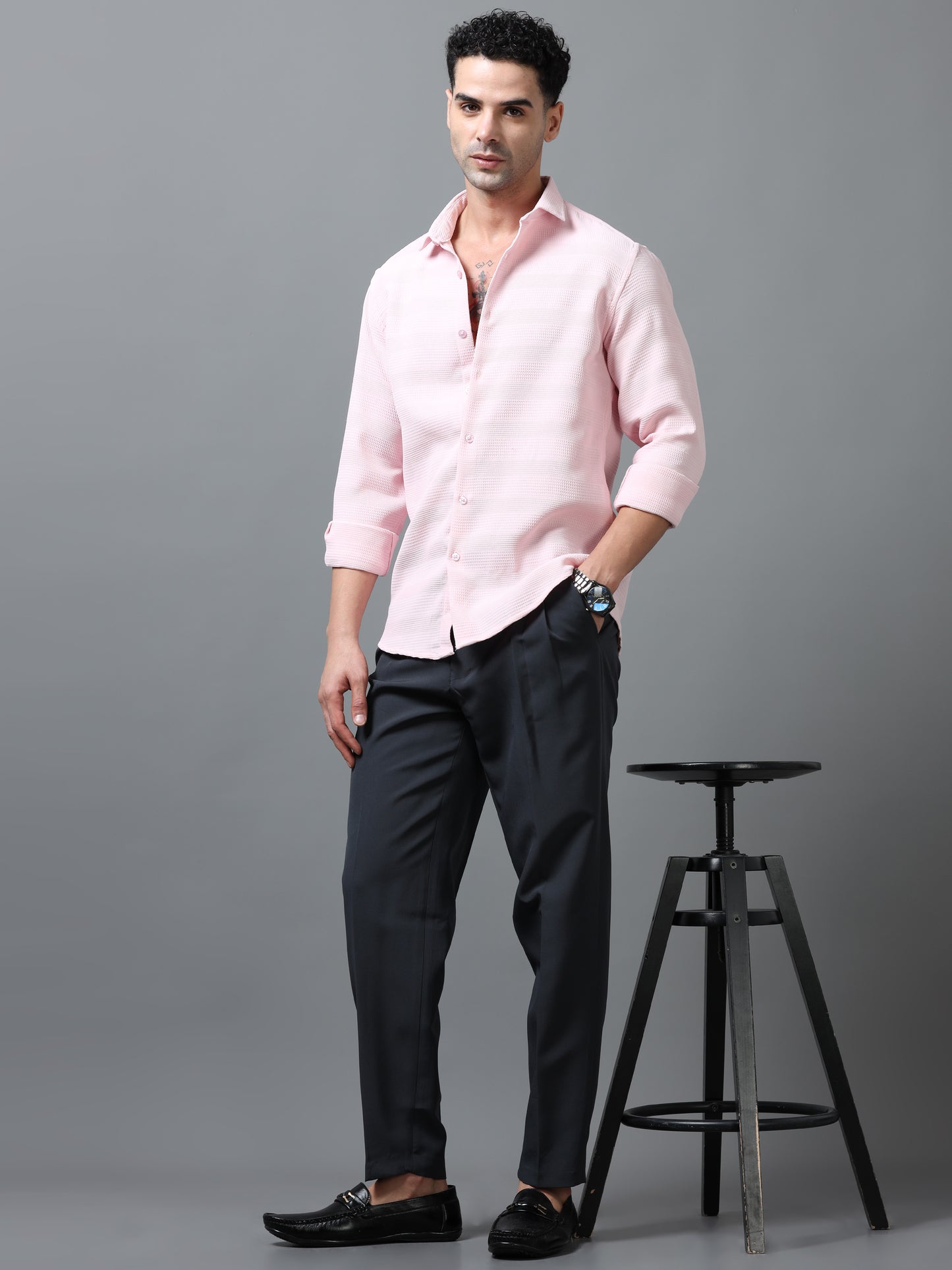 Light Pink Imported Textured Shirts