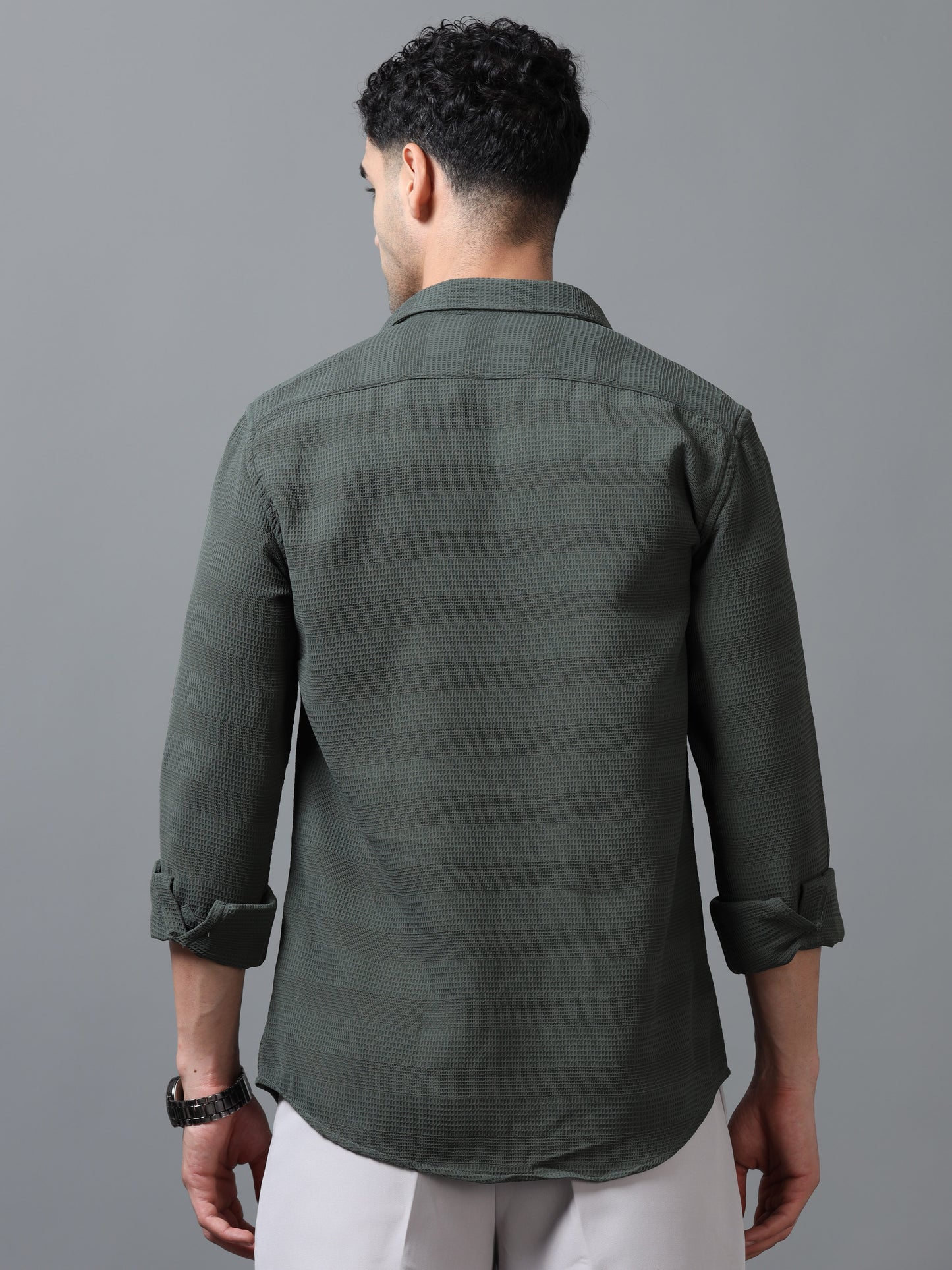 Dark Green Imported Textured Shirts