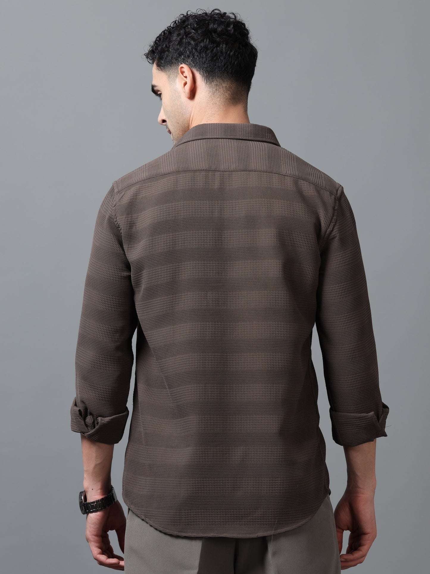 Dark Brown Imported Textured Shirts