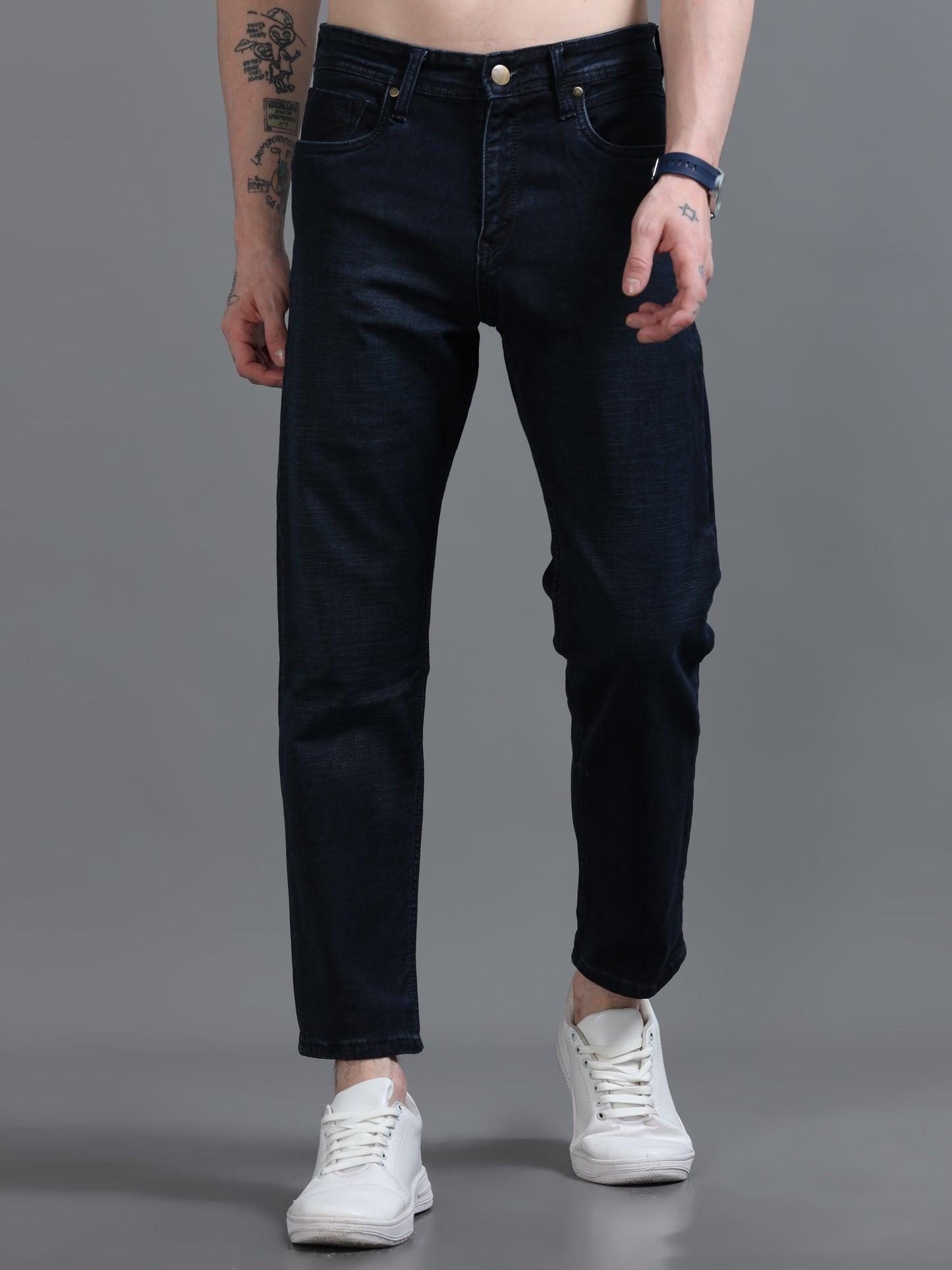 Dark Blue Relaxed Fit Denim Jeans