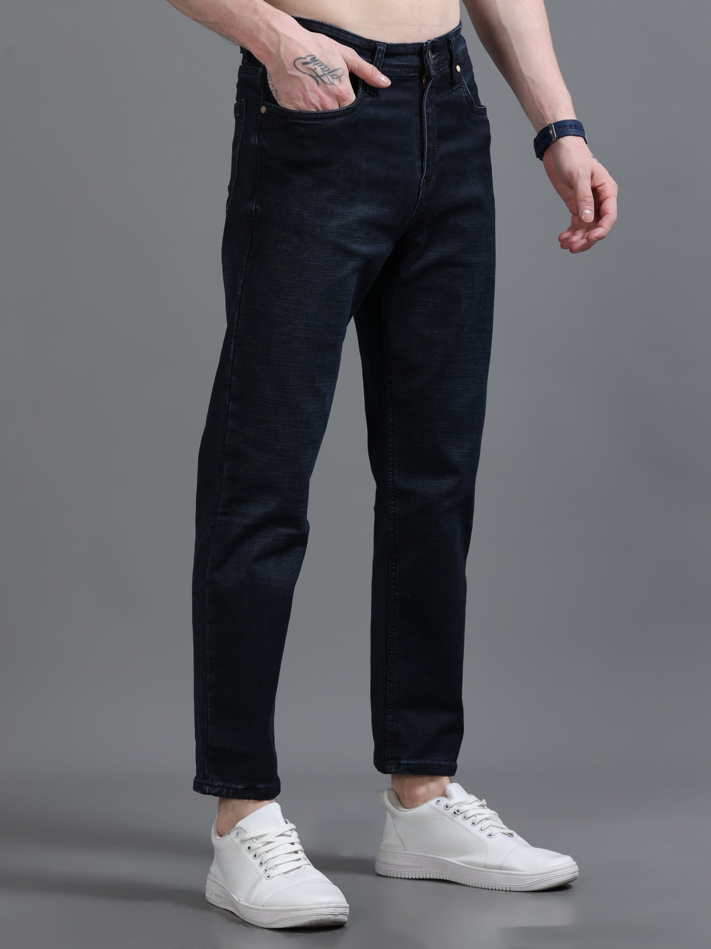Dark Blue Relaxed Fit Denim Jeans