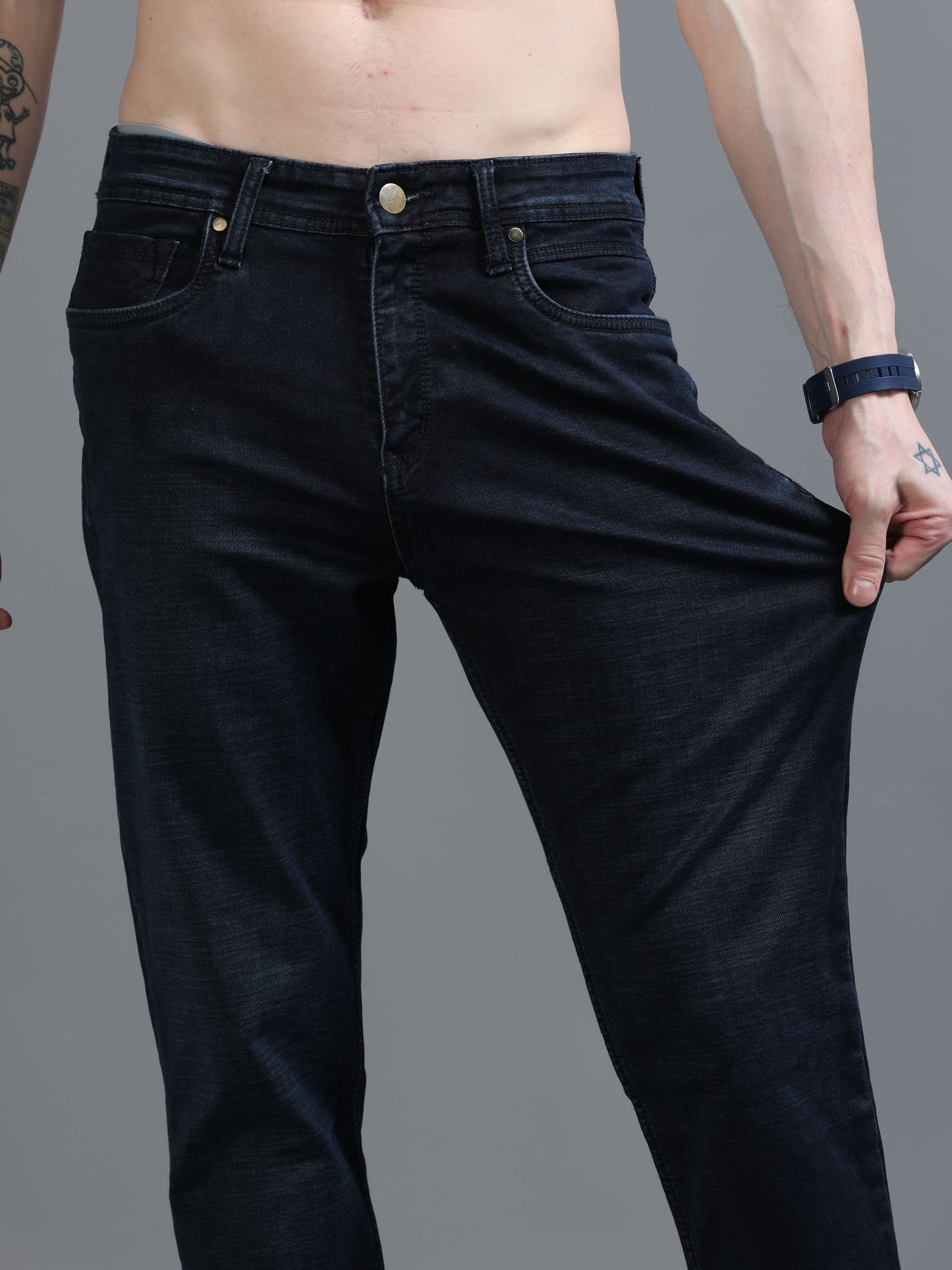 Dark Blue Relaxed Fit Denim Jeans