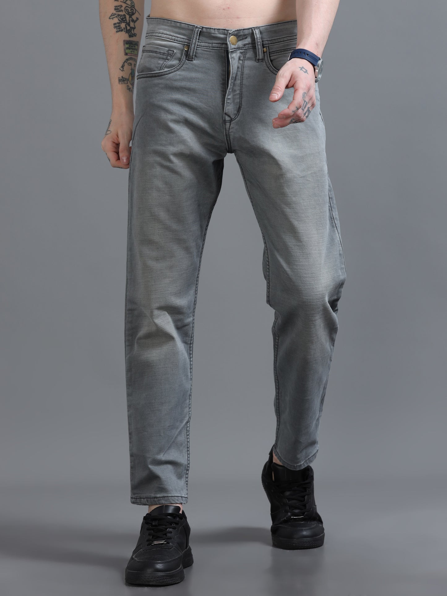 Grey Relaxed Fit Denim Jeans