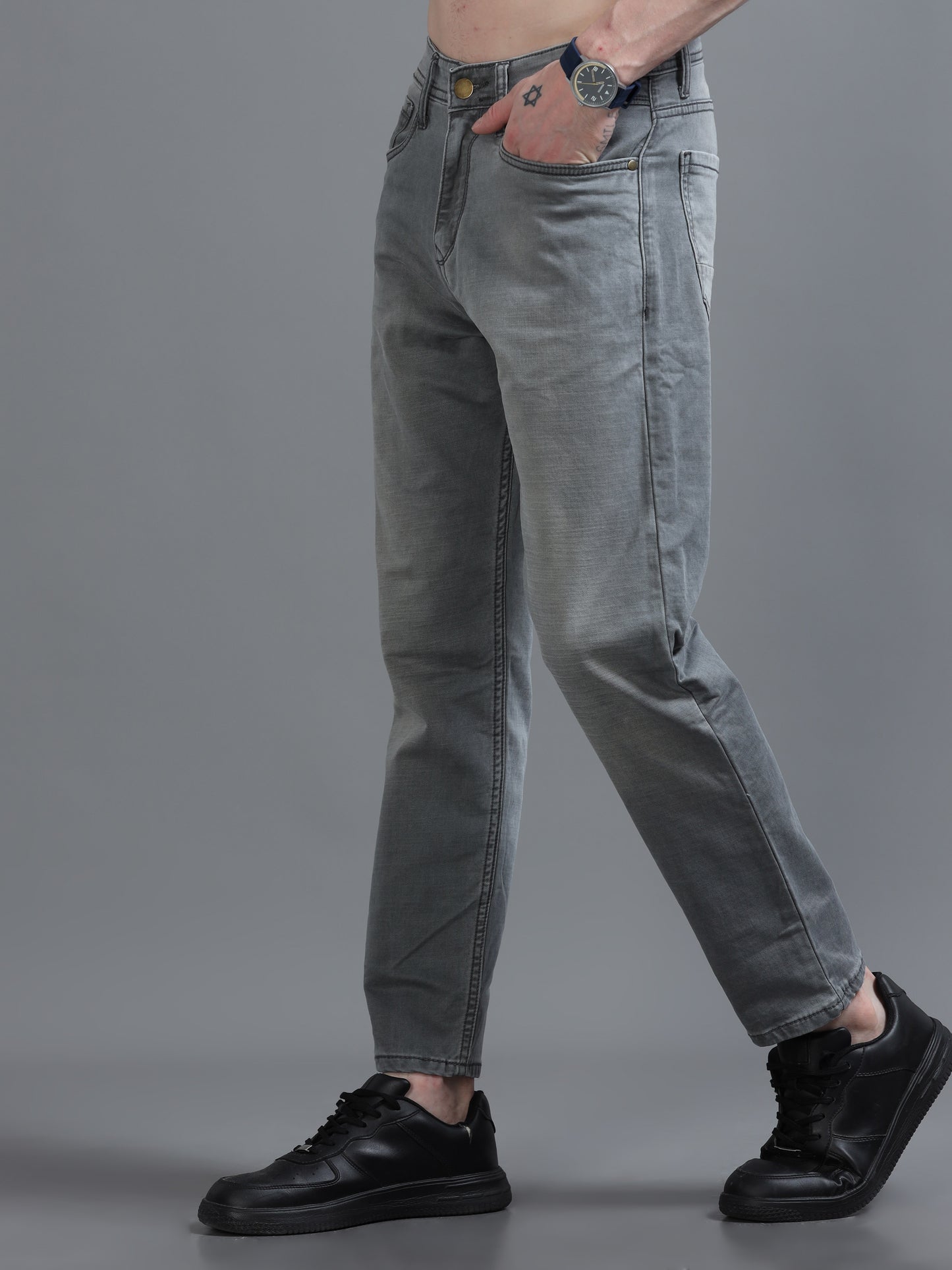 Grey Relaxed Fit Denim Jeans
