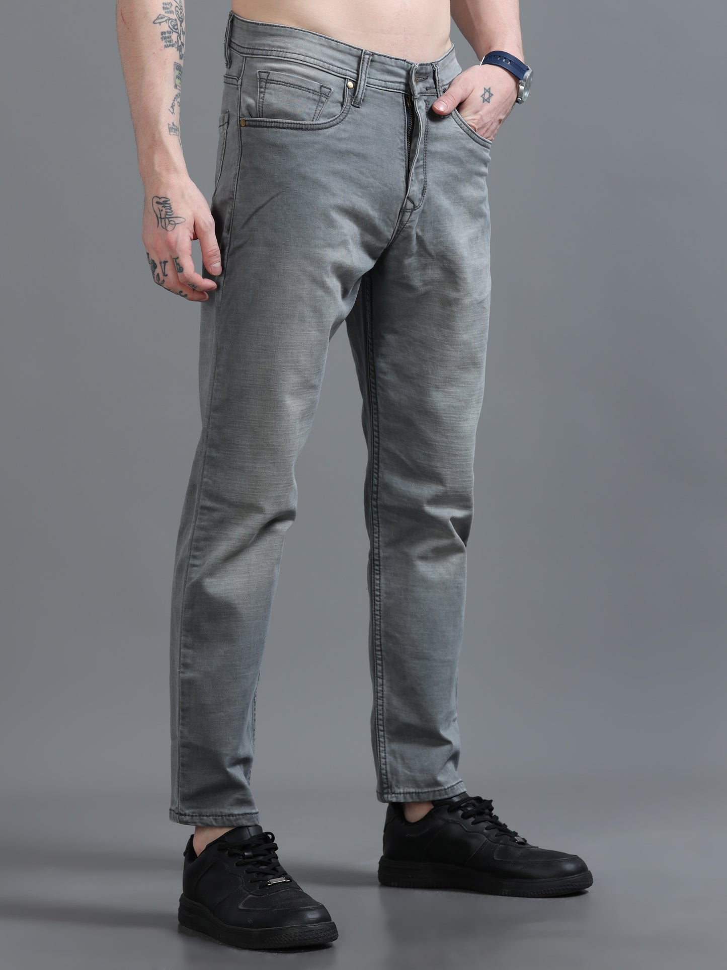 Grey Relaxed Fit Denim Jeans
