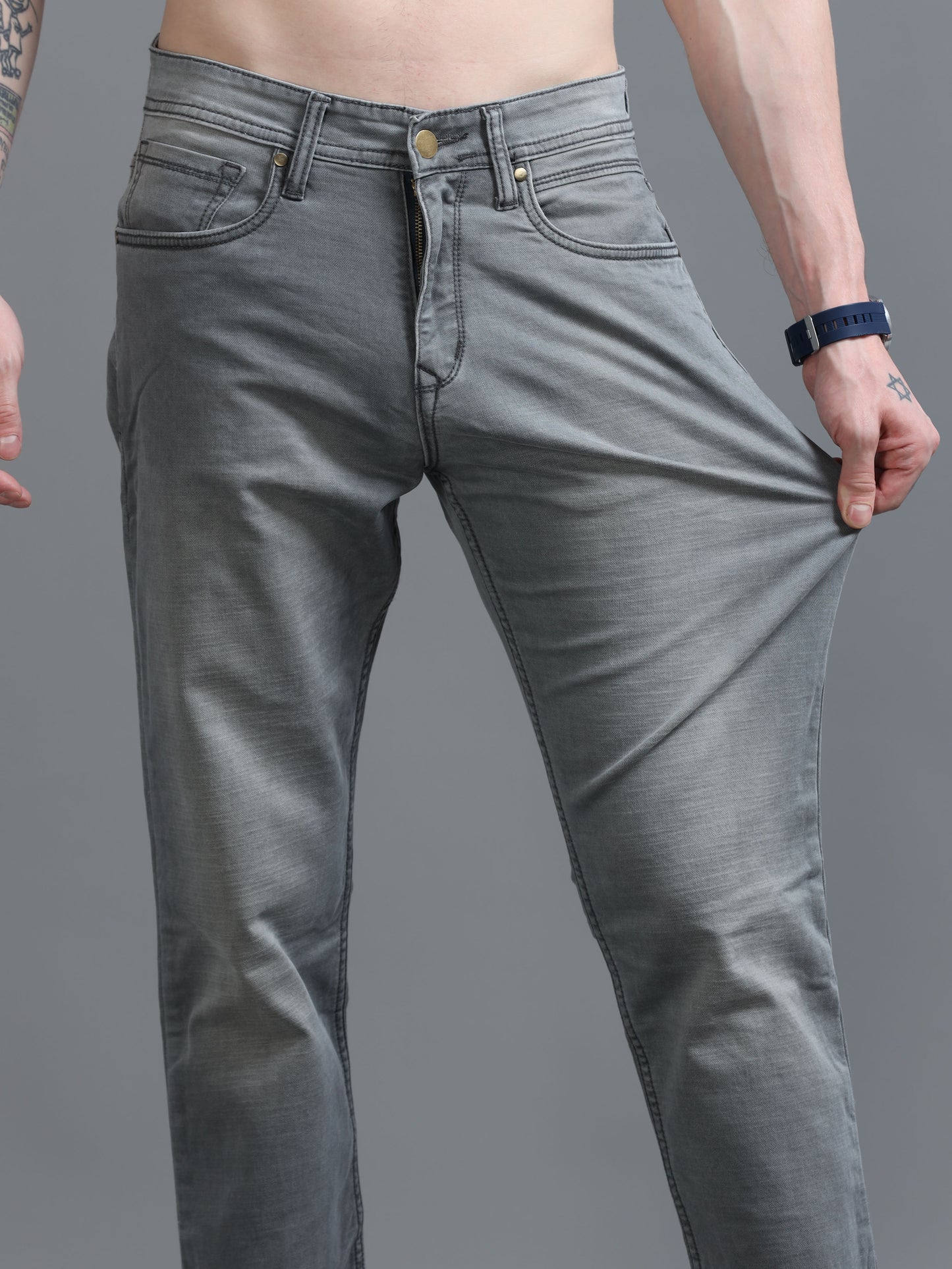 Grey Relaxed Fit Denim Jeans
