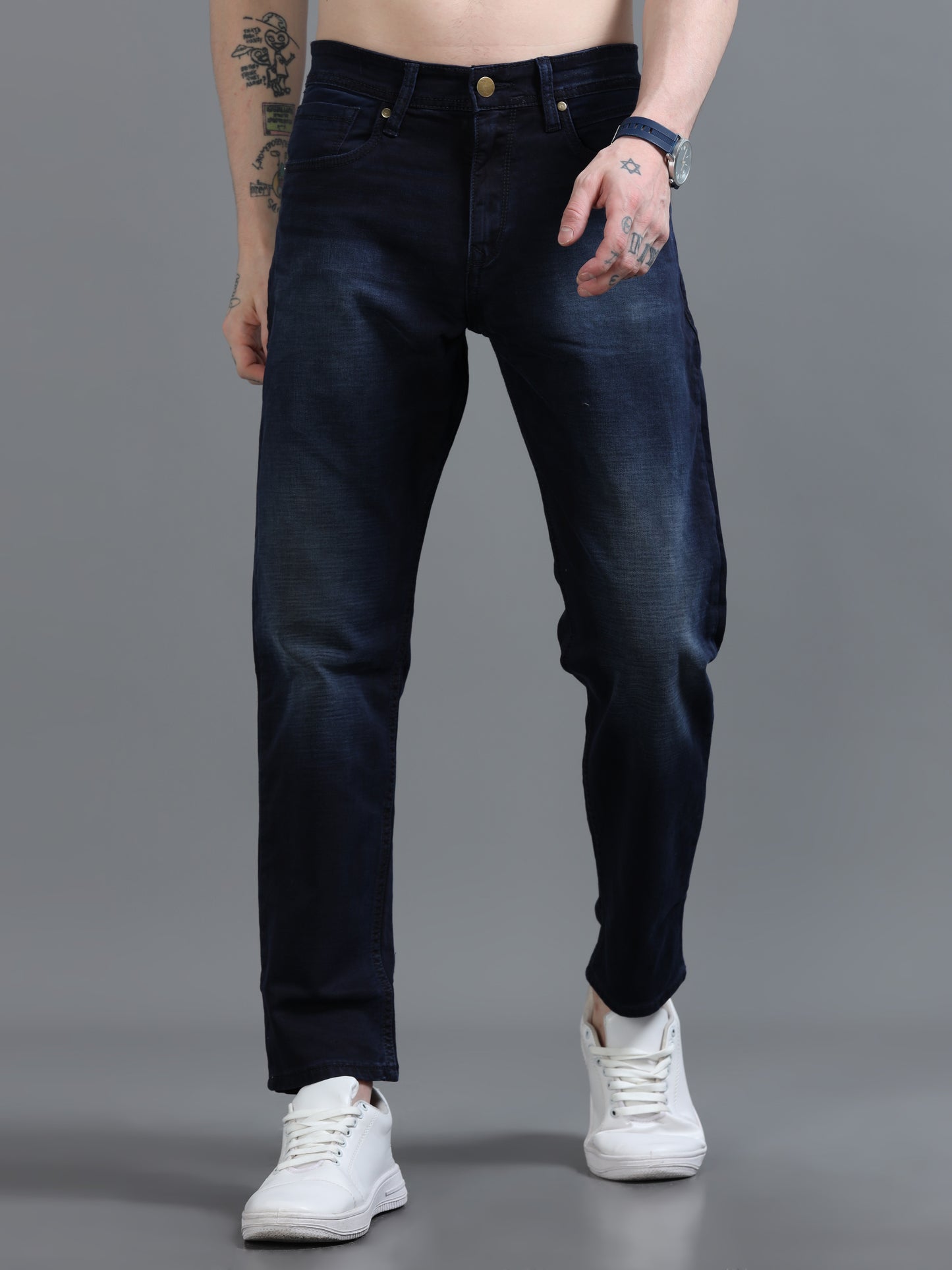 Bluish Relaxed Fit Denim Jeans