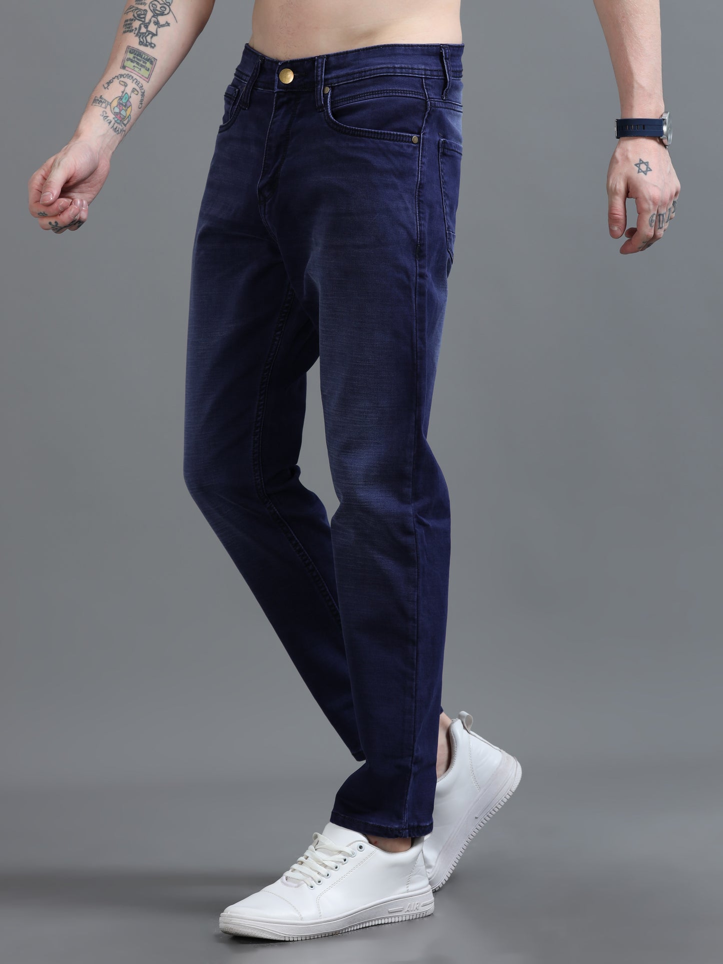 Mid Blue Relaxed Fit Denim Jeans
