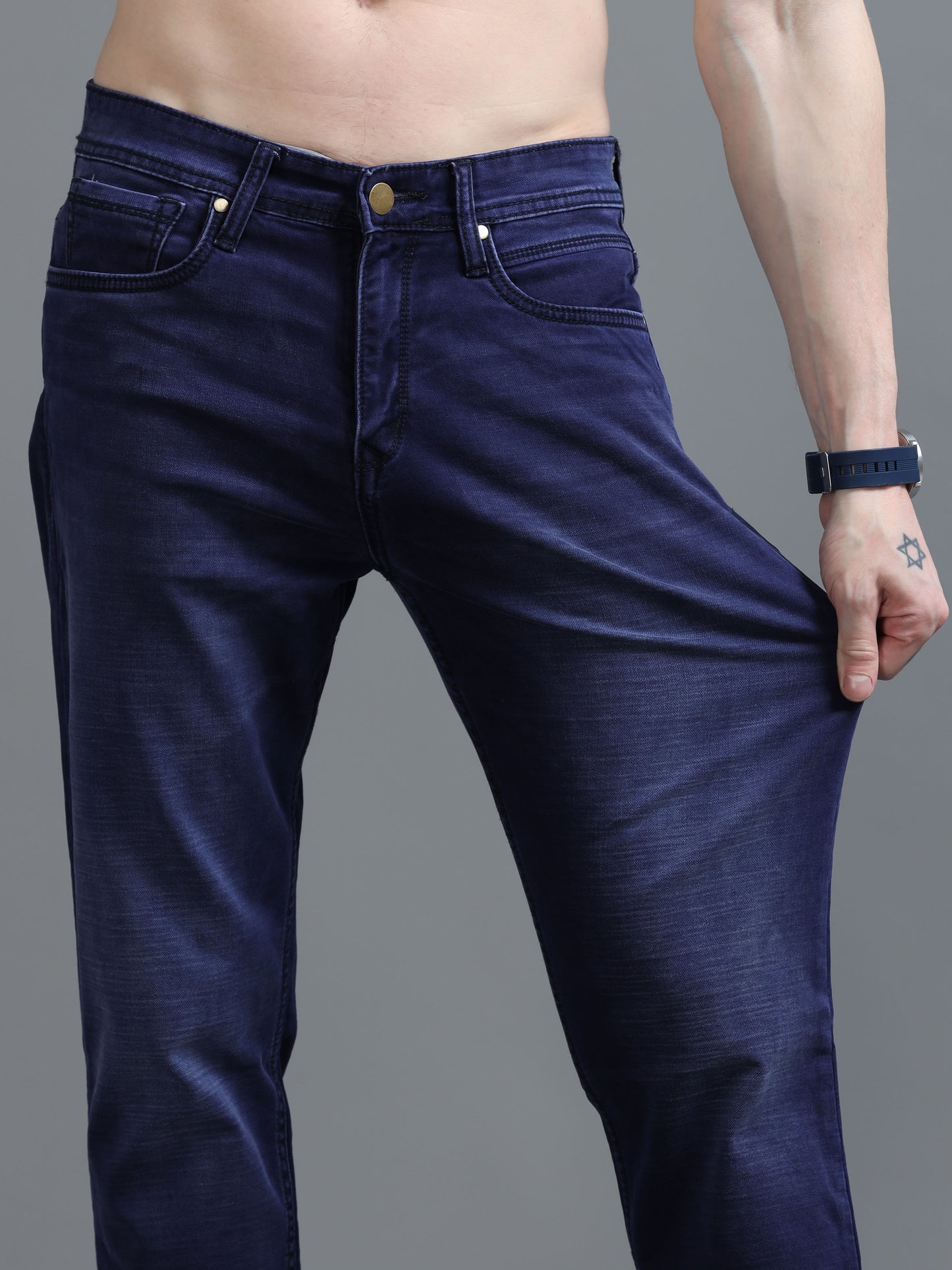 Mid Blue Relaxed Fit Denim Jeans