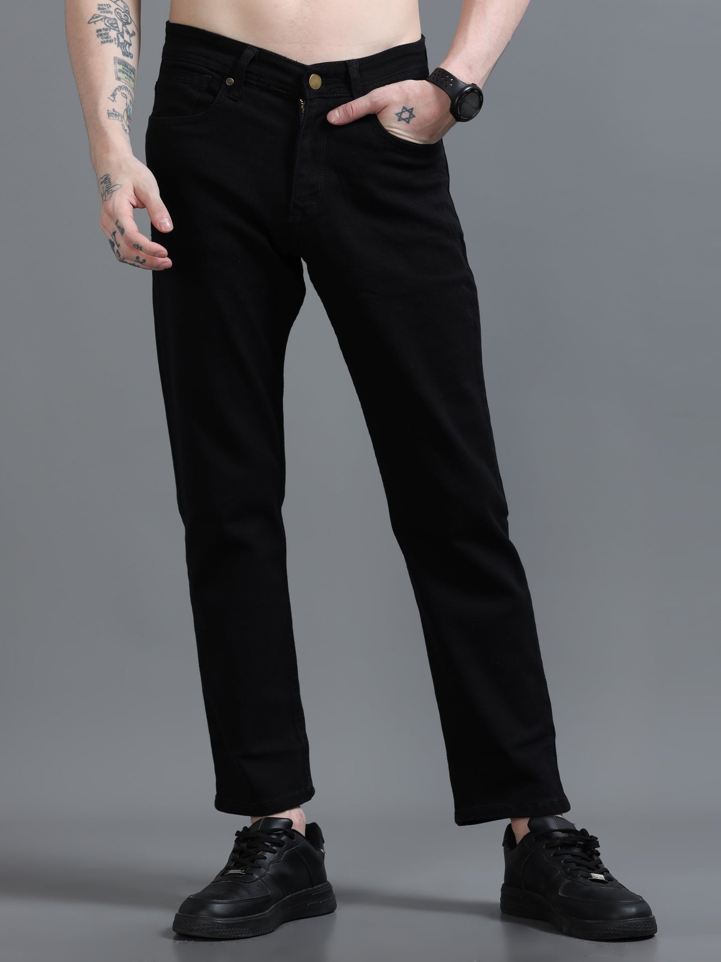 Black Relaxed Fit Denim Jeans