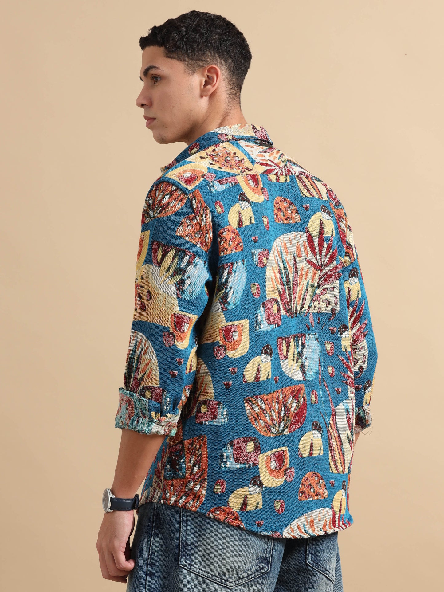 Blue Floral Printed Shirt