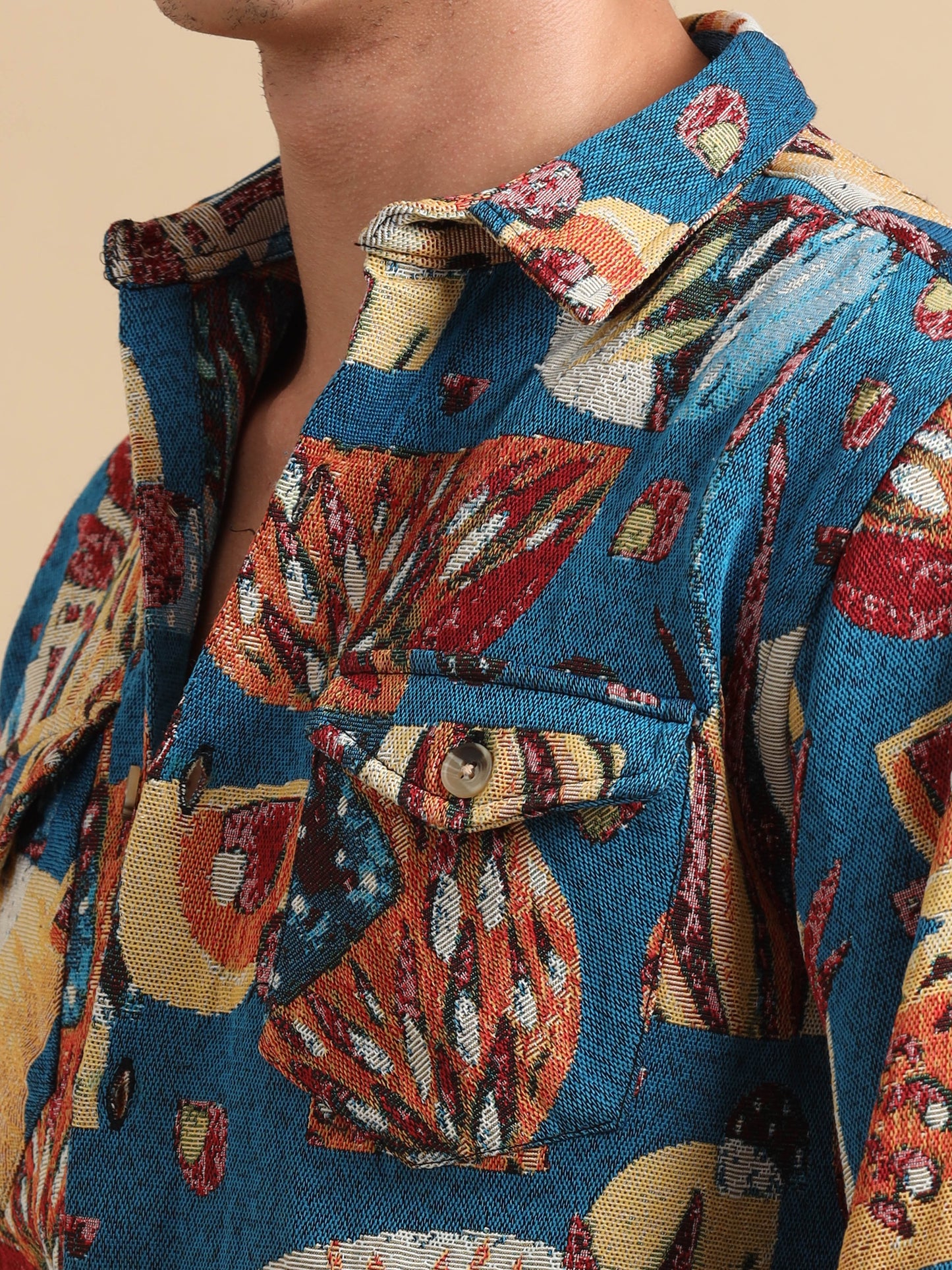 Blue Floral Printed Shirt