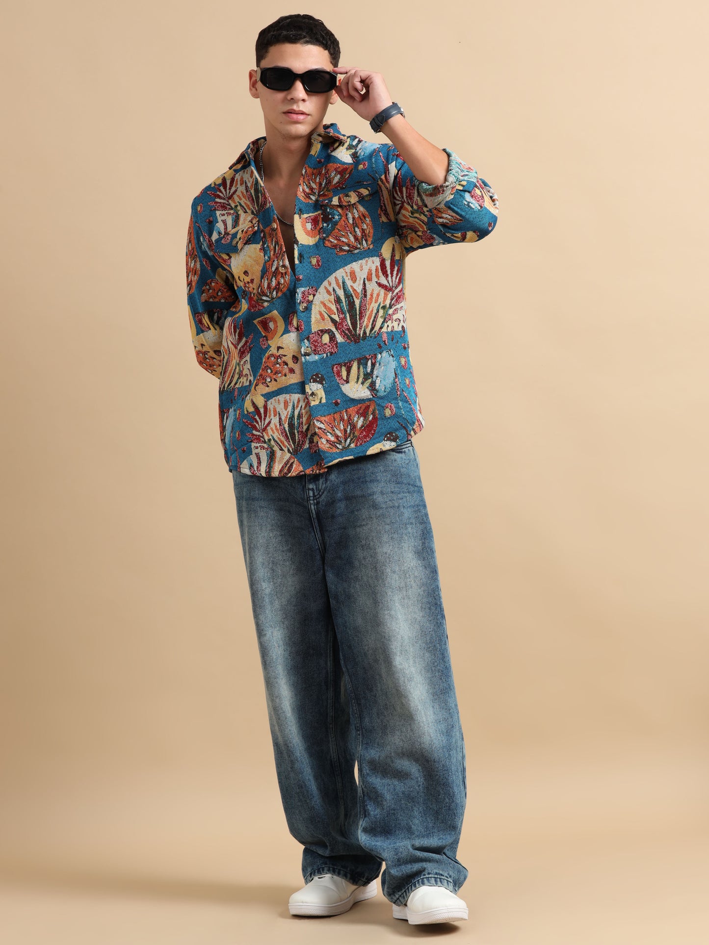 Blue Floral Printed Shirt