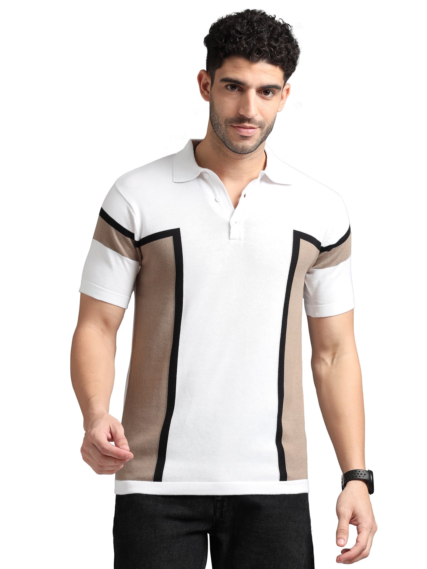 Classic Pannel Design Polo Tee - Brown