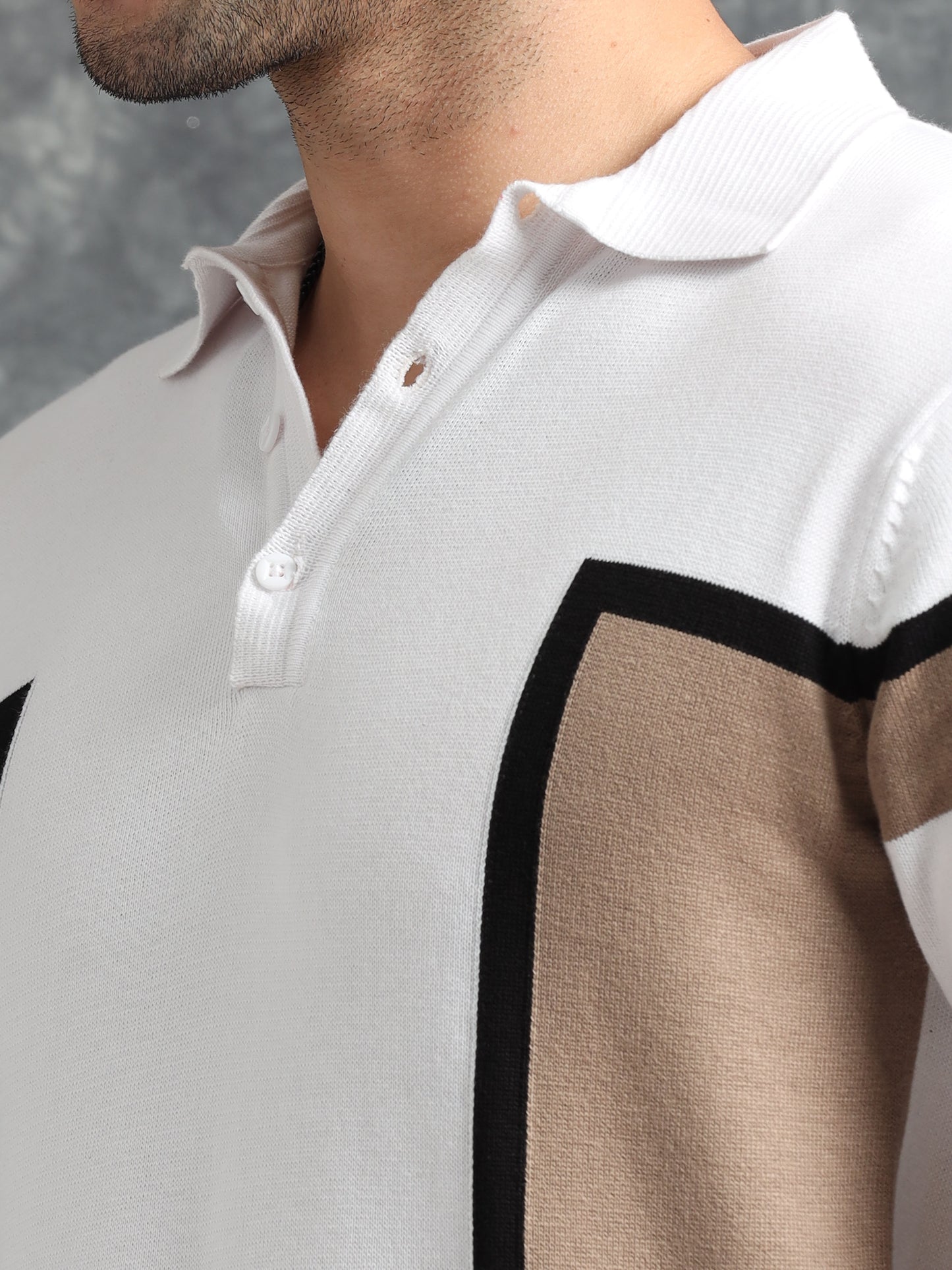 Classic Pannel Design Polo Tee - Brown
