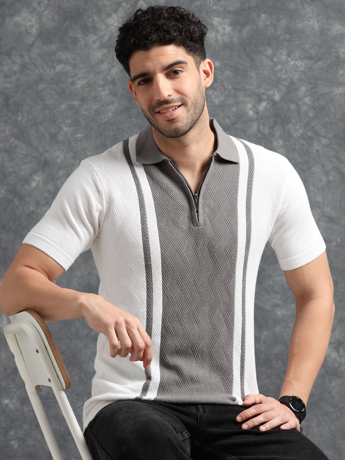 Classic Pannel Design Polo Tee - Grey
