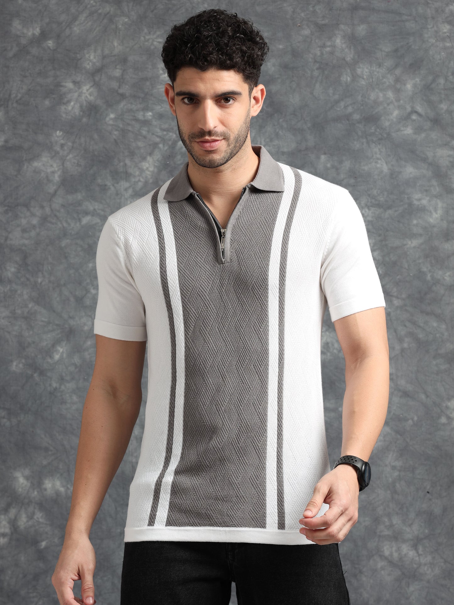 Classic Pannel Design Polo Tee - Grey