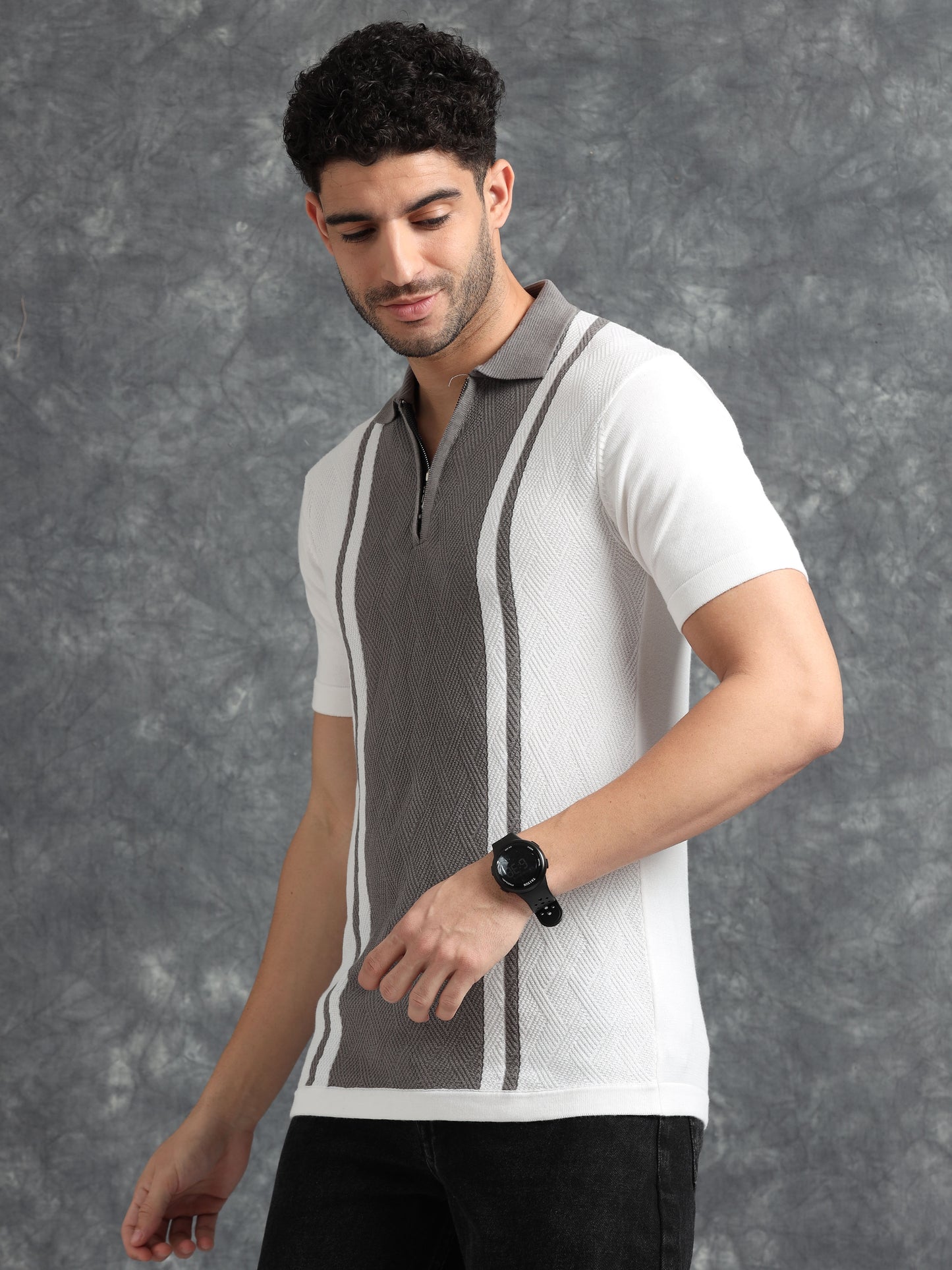 Classic Pannel Design Polo Tee - Grey