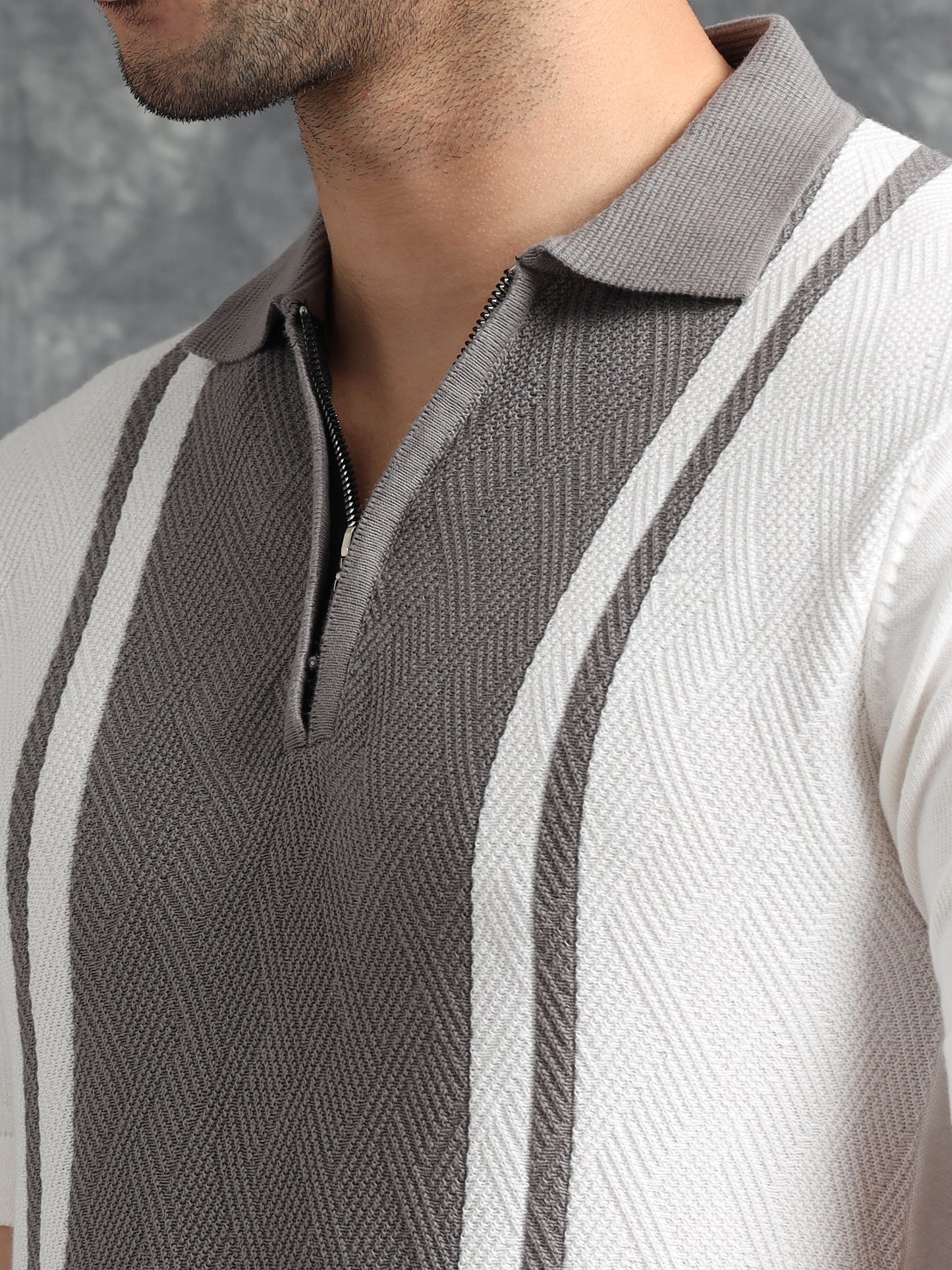 Classic Pannel Design Polo Tee - Grey