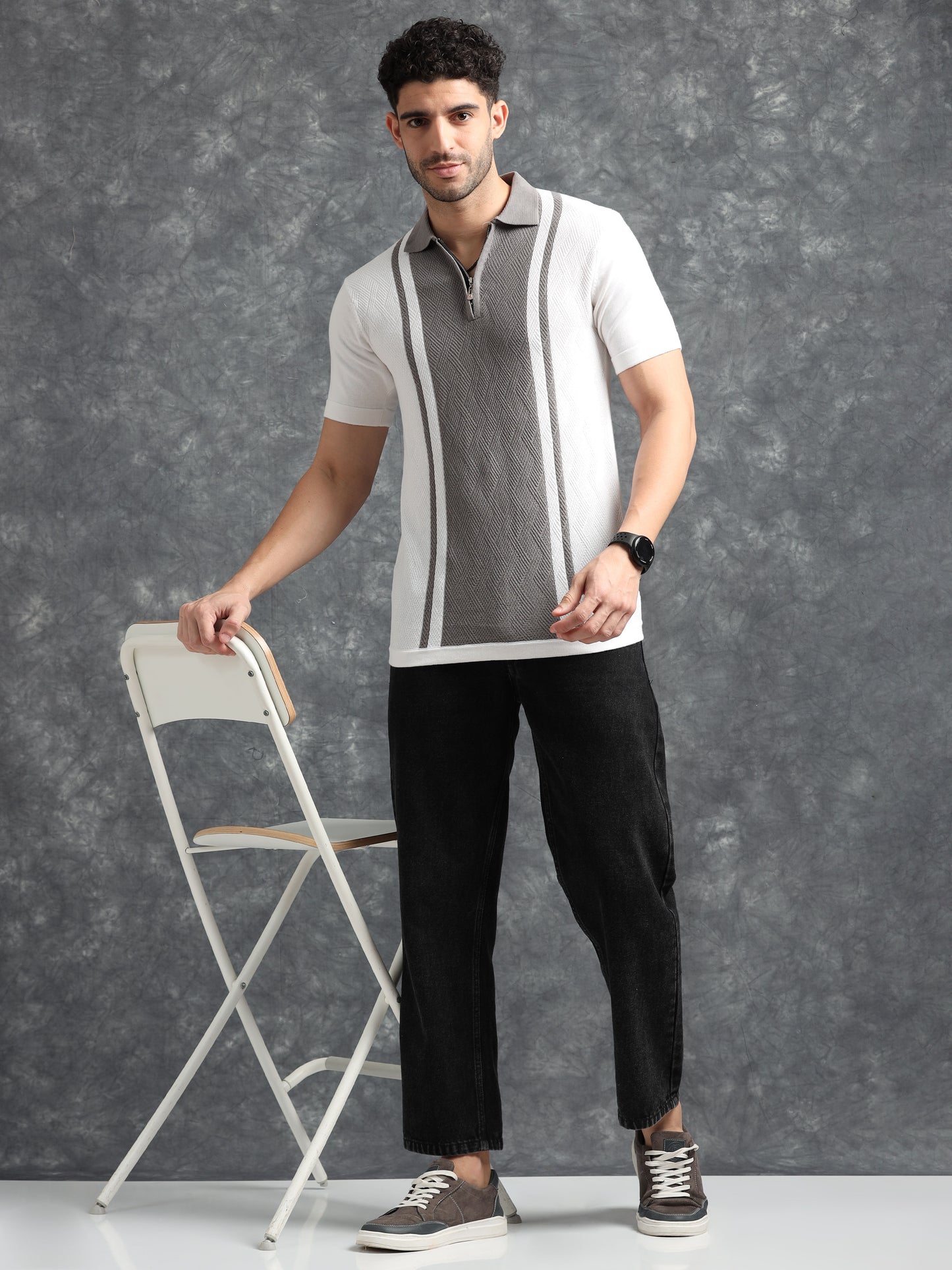 Classic Pannel Design Polo Tee - Grey
