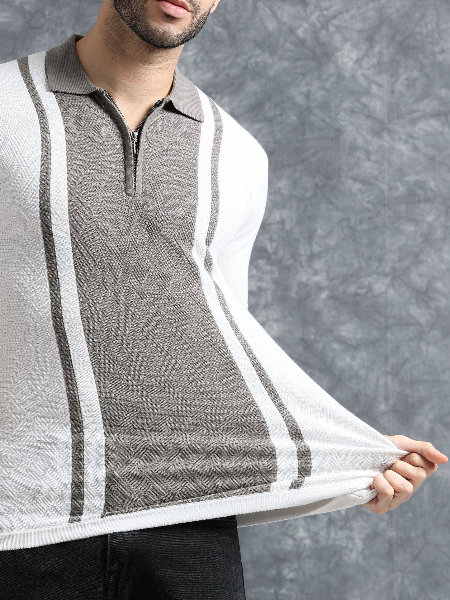 Classic Pannel Design Polo Tee - Grey