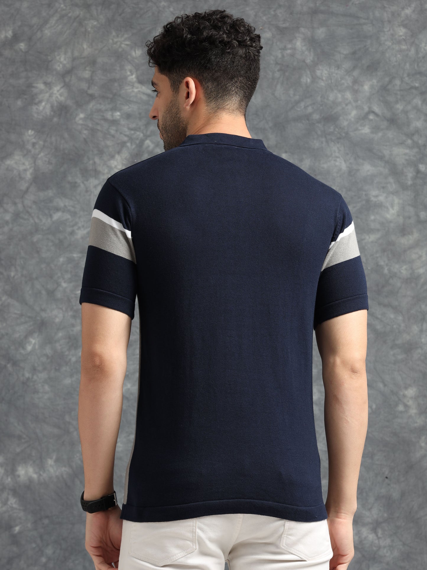 Classic Pannel Design Polo Tee - Navy